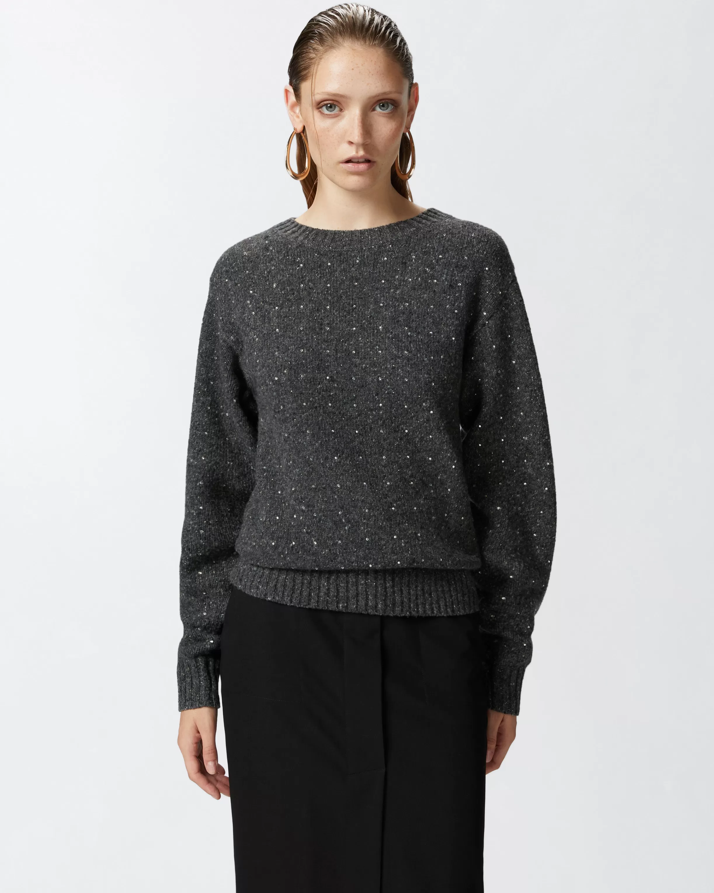 PINKO Alpaca-blend sweater with rhinestones