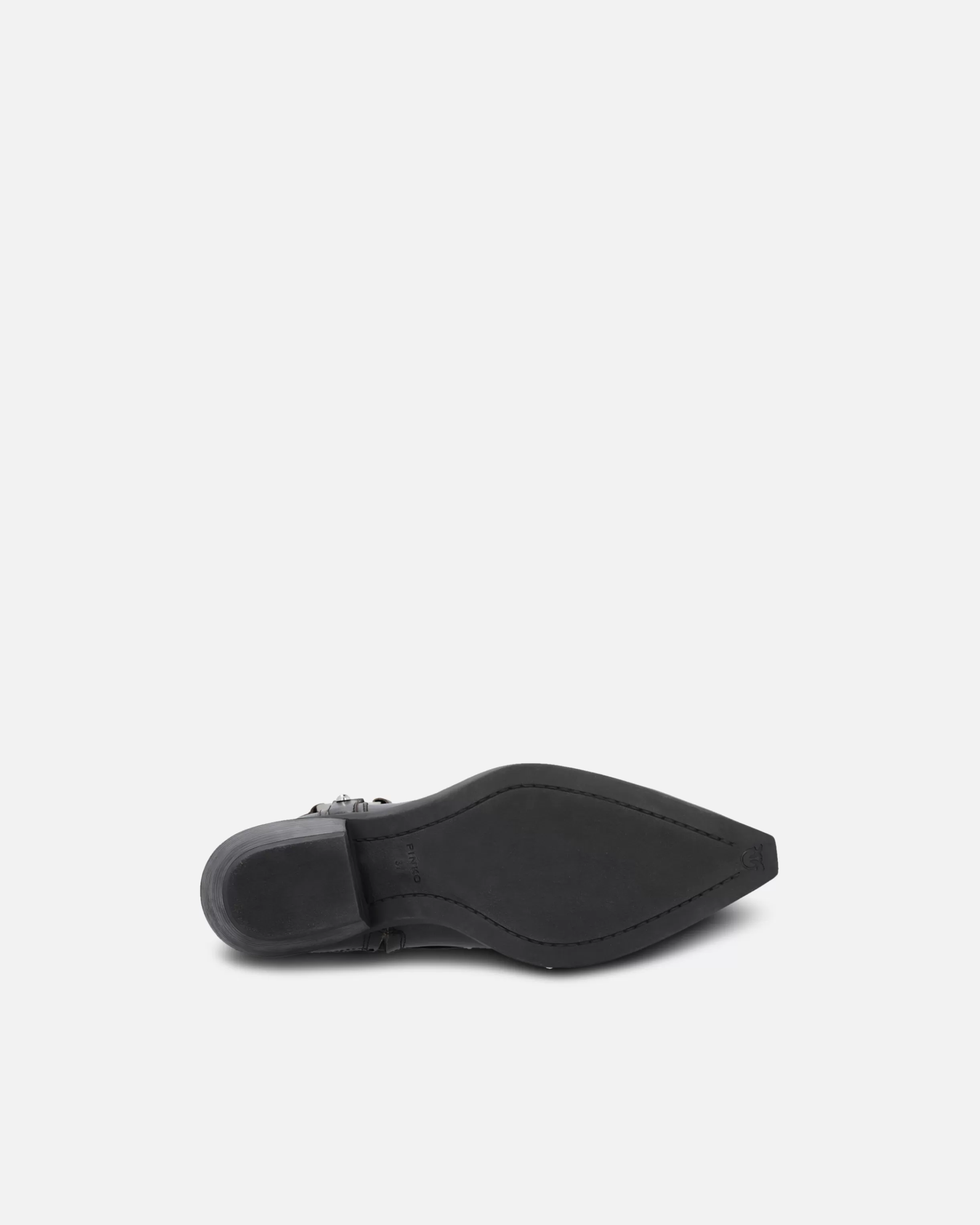 PINKO Ankle cowboy boots in distressed leather with a metal toe cap