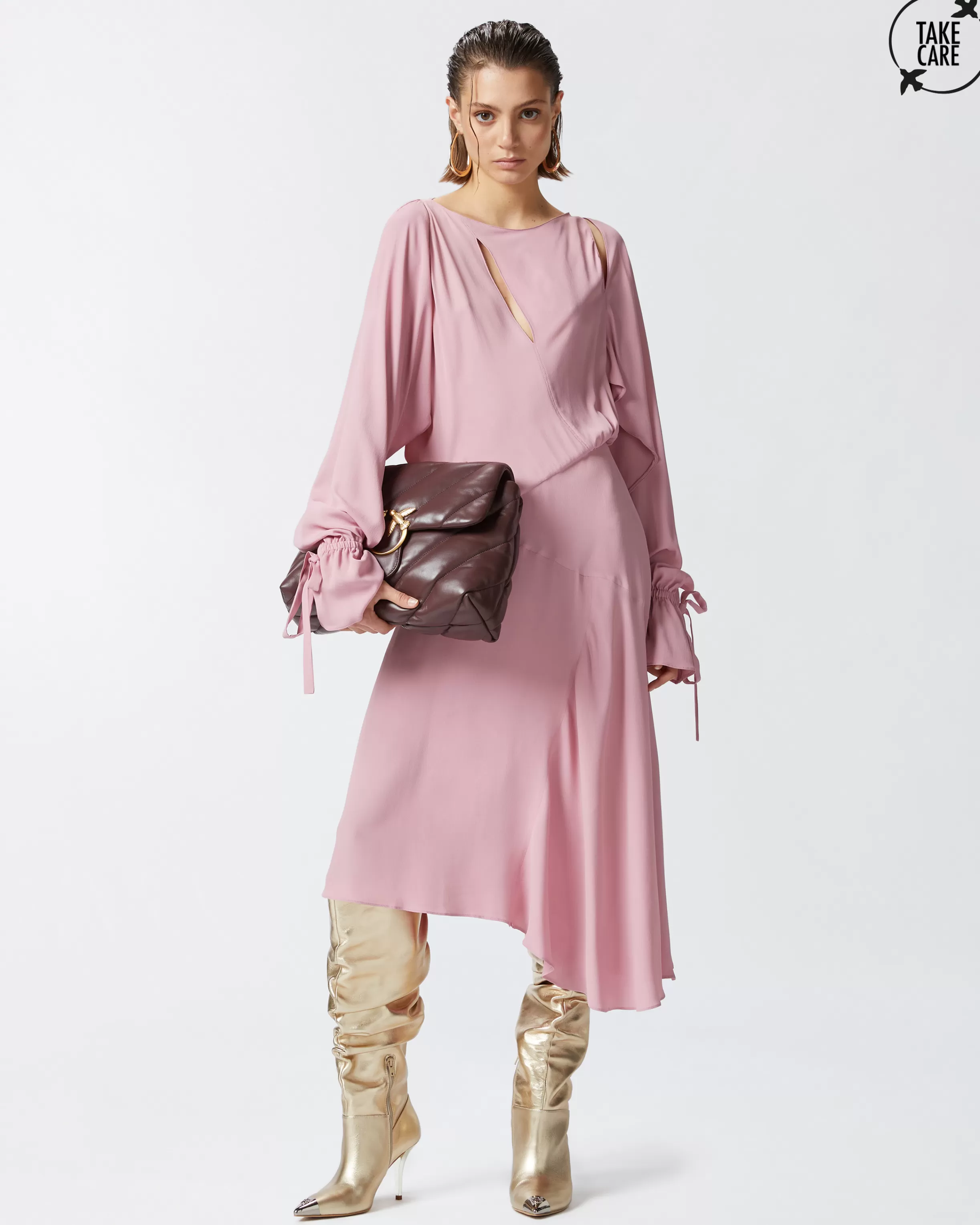 PINKO Asymmetric crepe midi dress