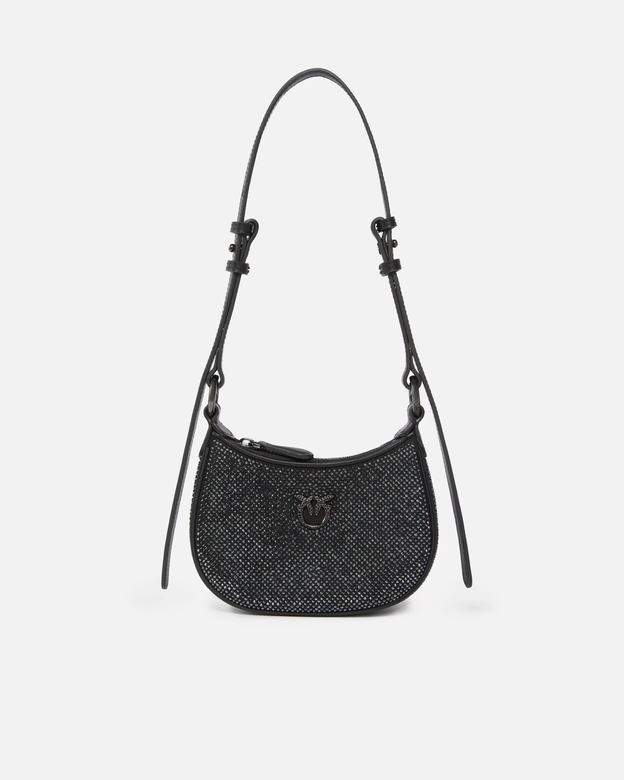 PINKO Baby Half Moon shoulder bag with rhinestones