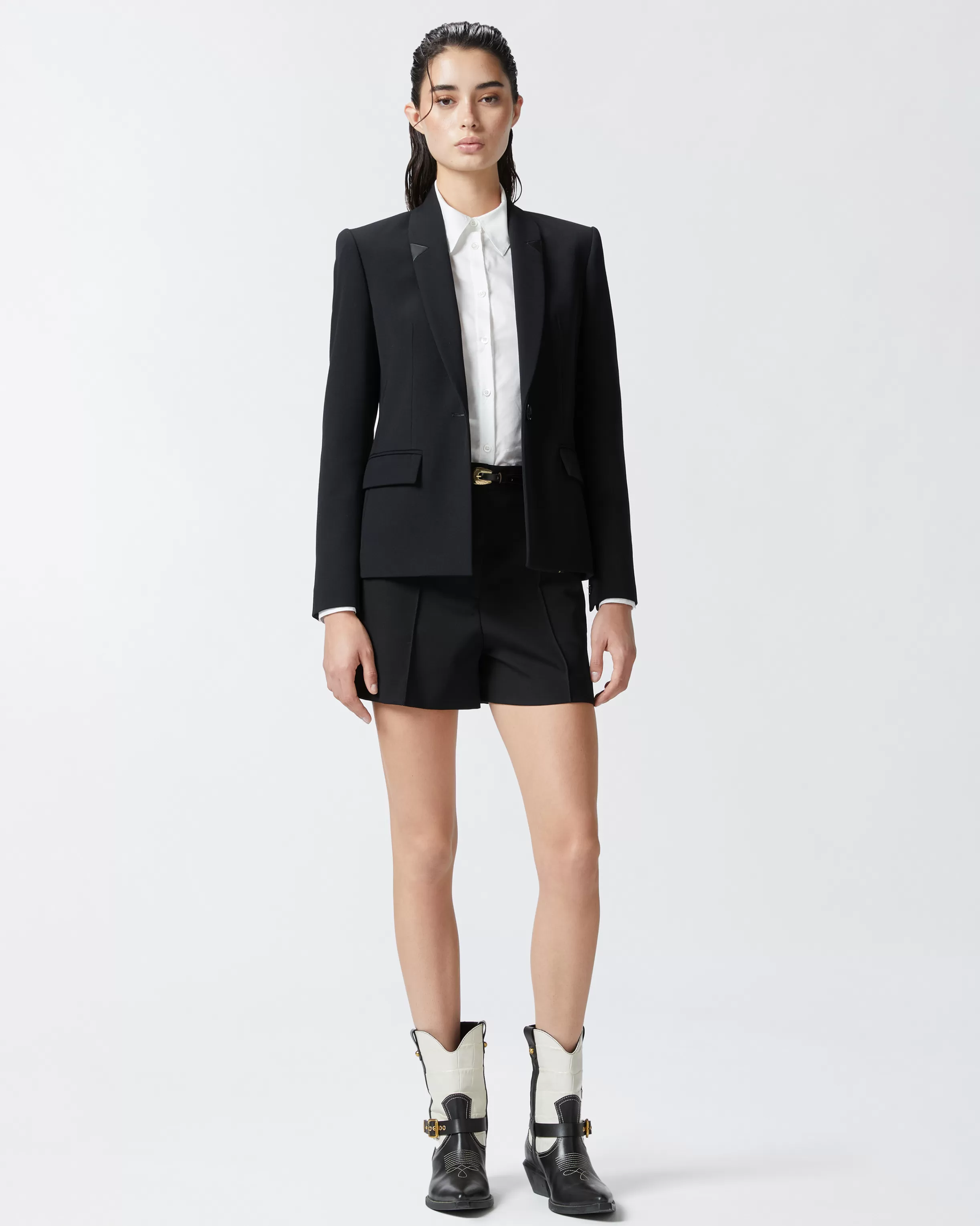 PINKO Black single-breasted wool twill blazer