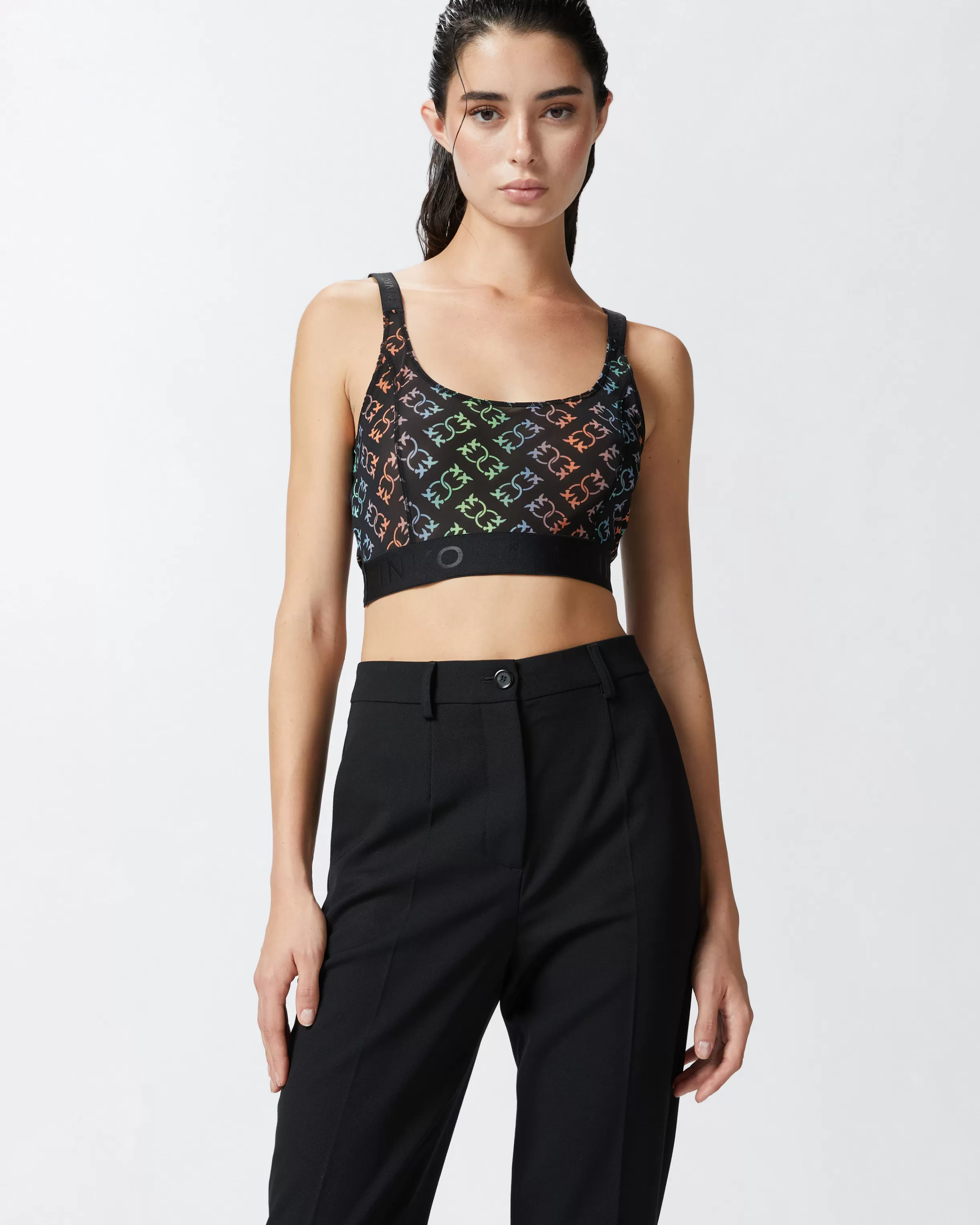 PINKO Branded charmeuse bralette top