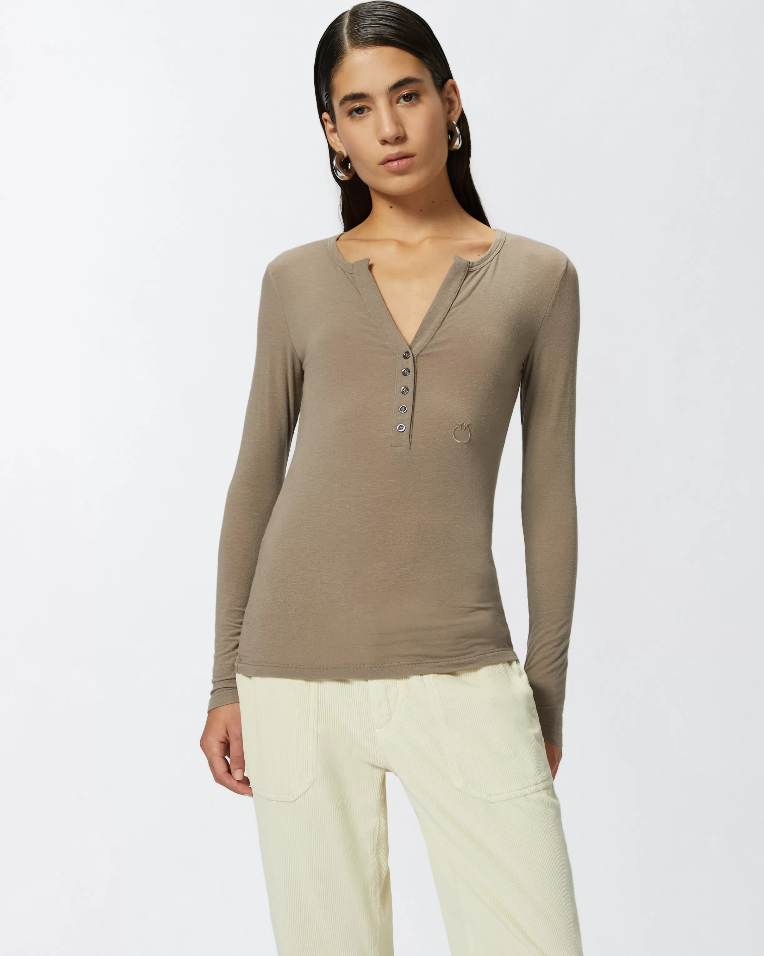 PINKO Cashmere-blend Henley sweater with buttons