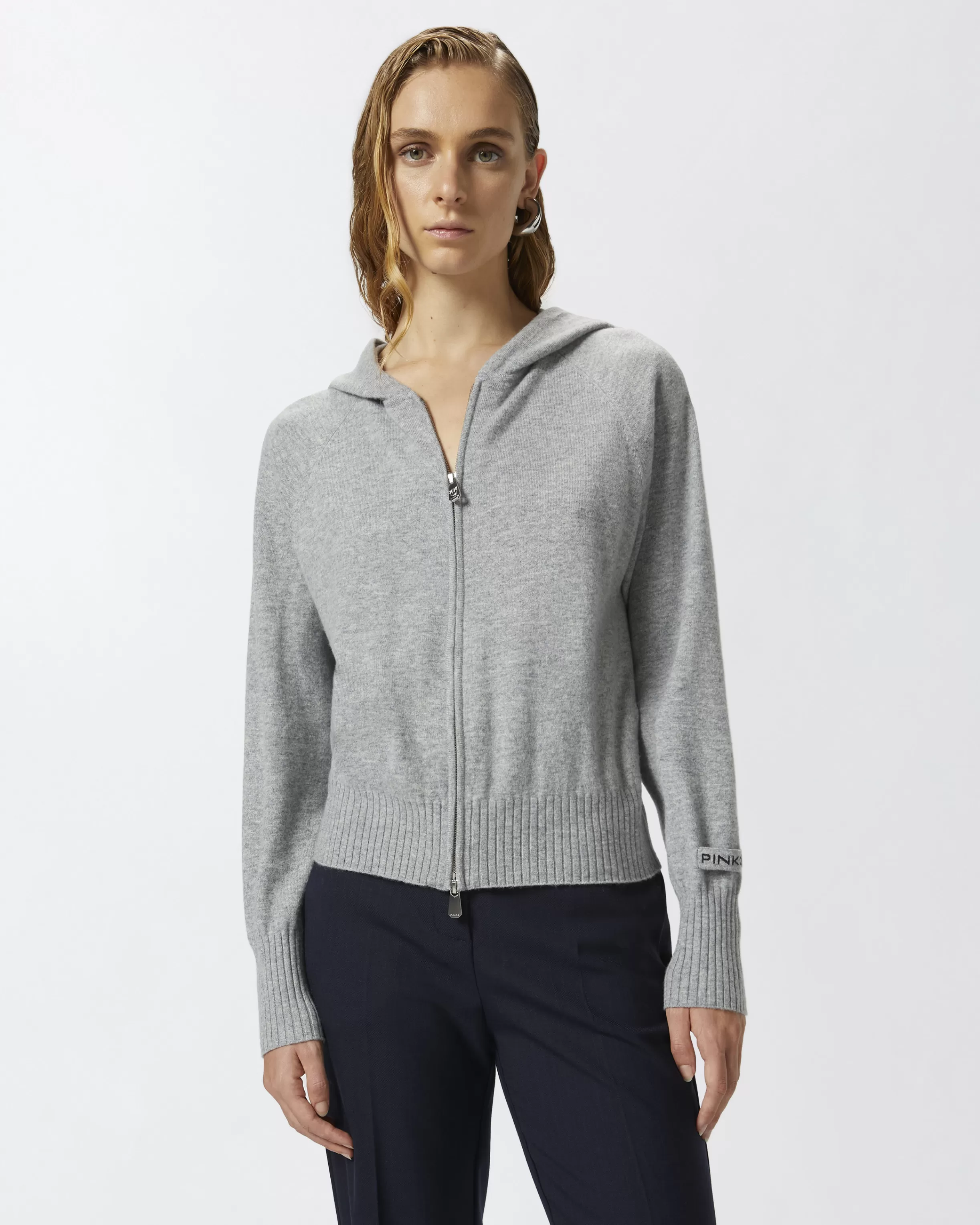 PINKO Cashmere-blend hoodie with zip