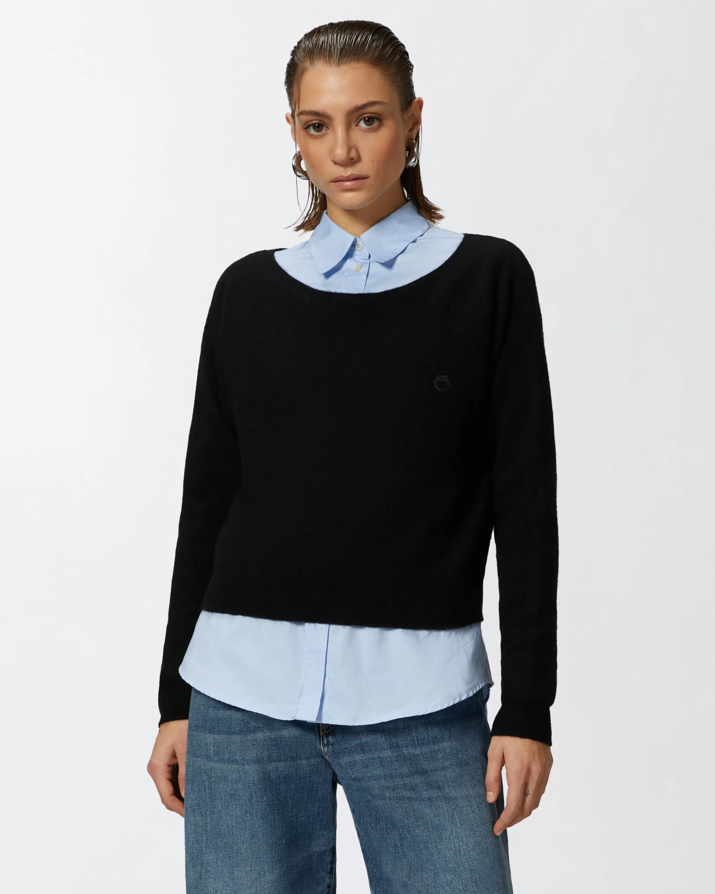 PINKO Cashmere-blend sweater with embroidered logo