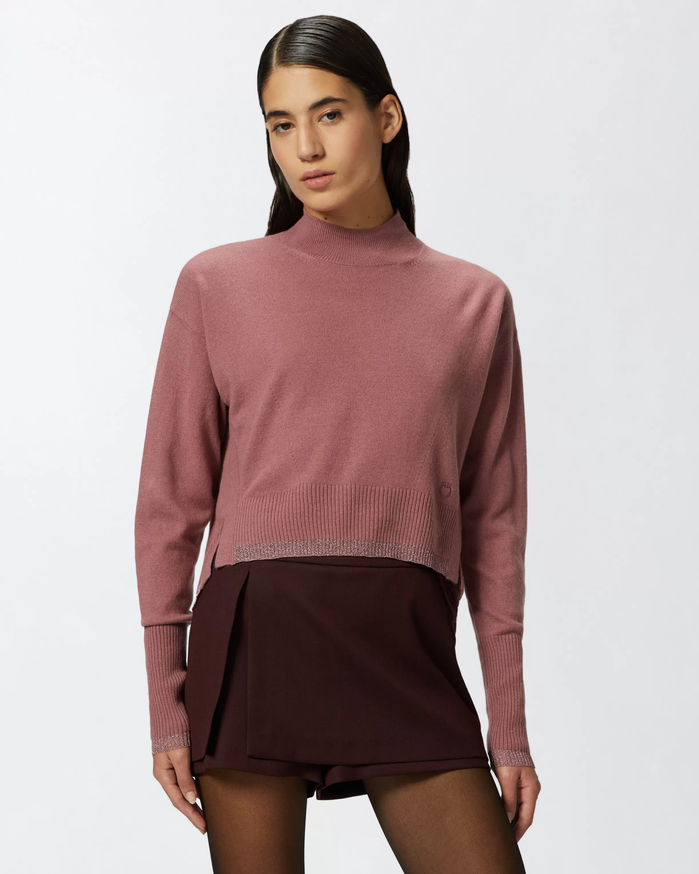 PINKO Cashmere-blend turtleneck with metallic cuffs