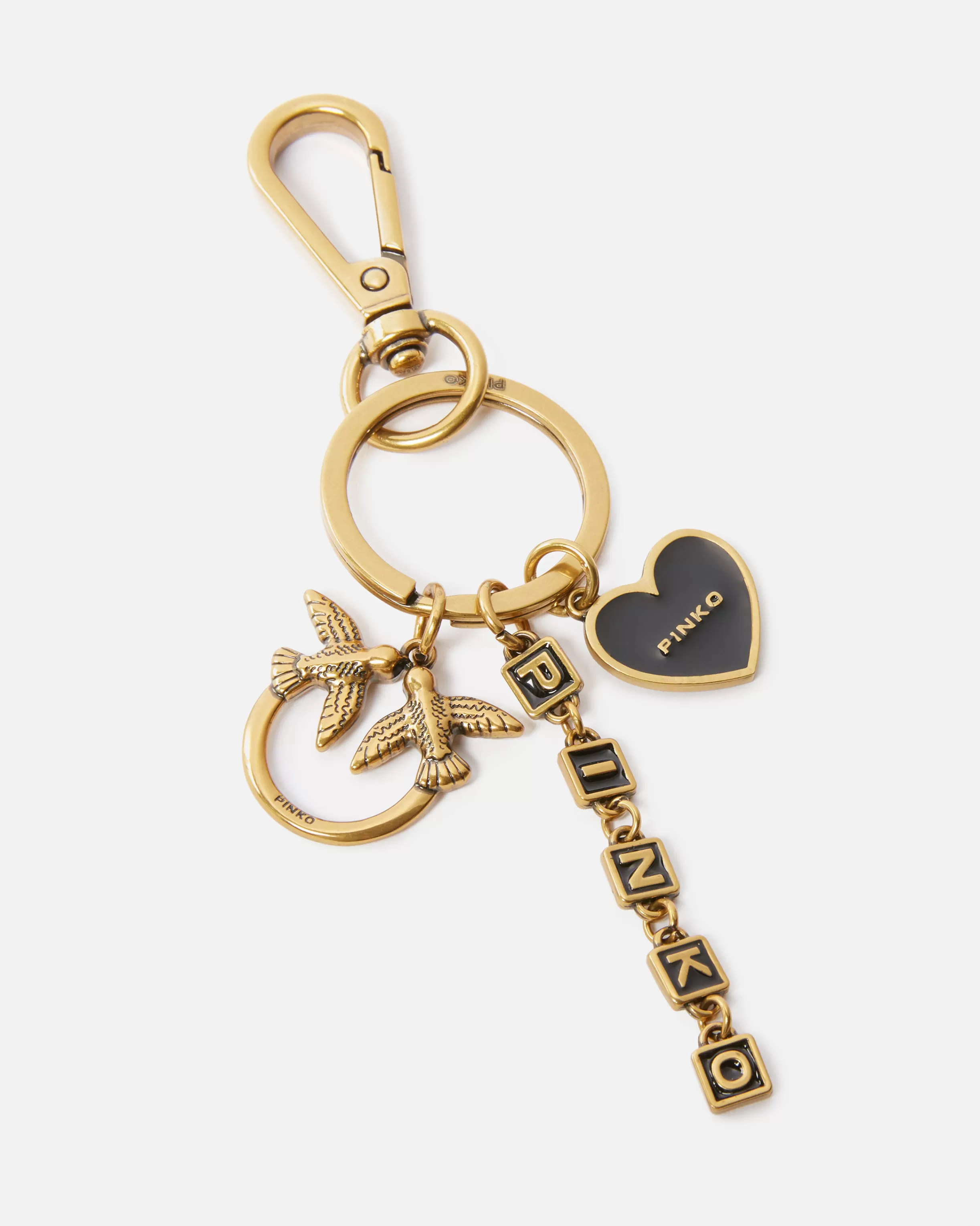 PINKO Charm keyring with birds logo and charms