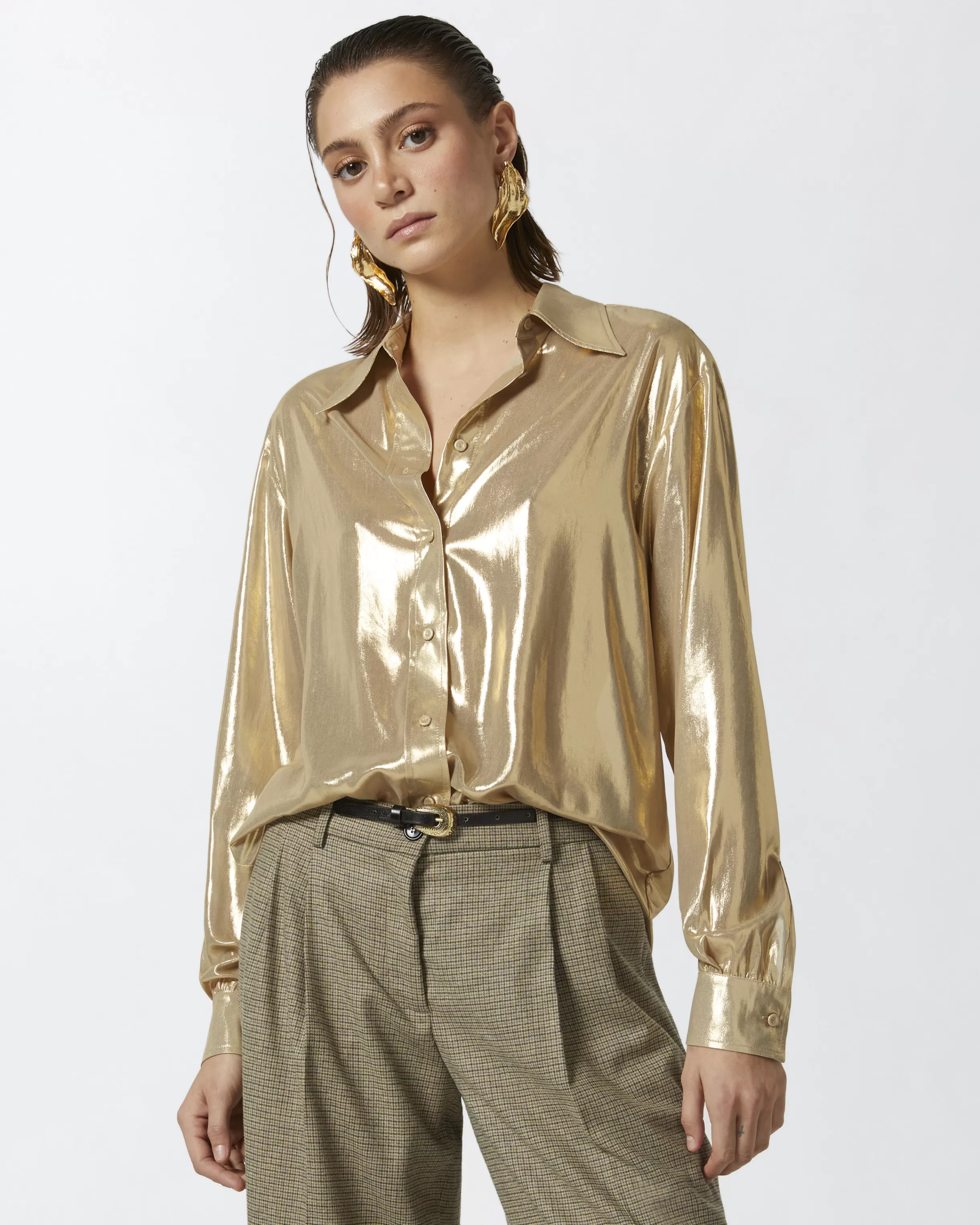 PINKO Classic gold georgette shirt