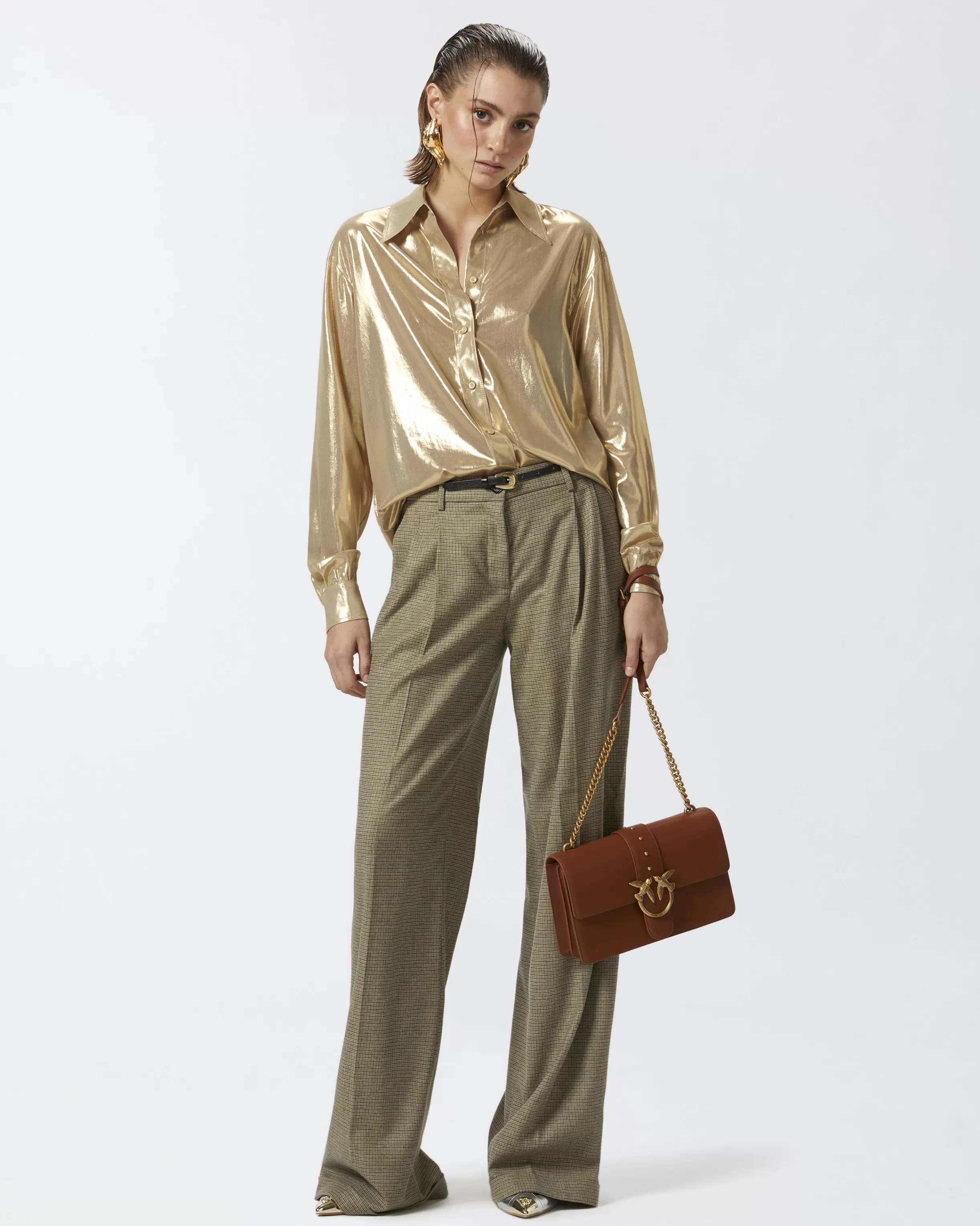 PINKO Classic gold georgette shirt