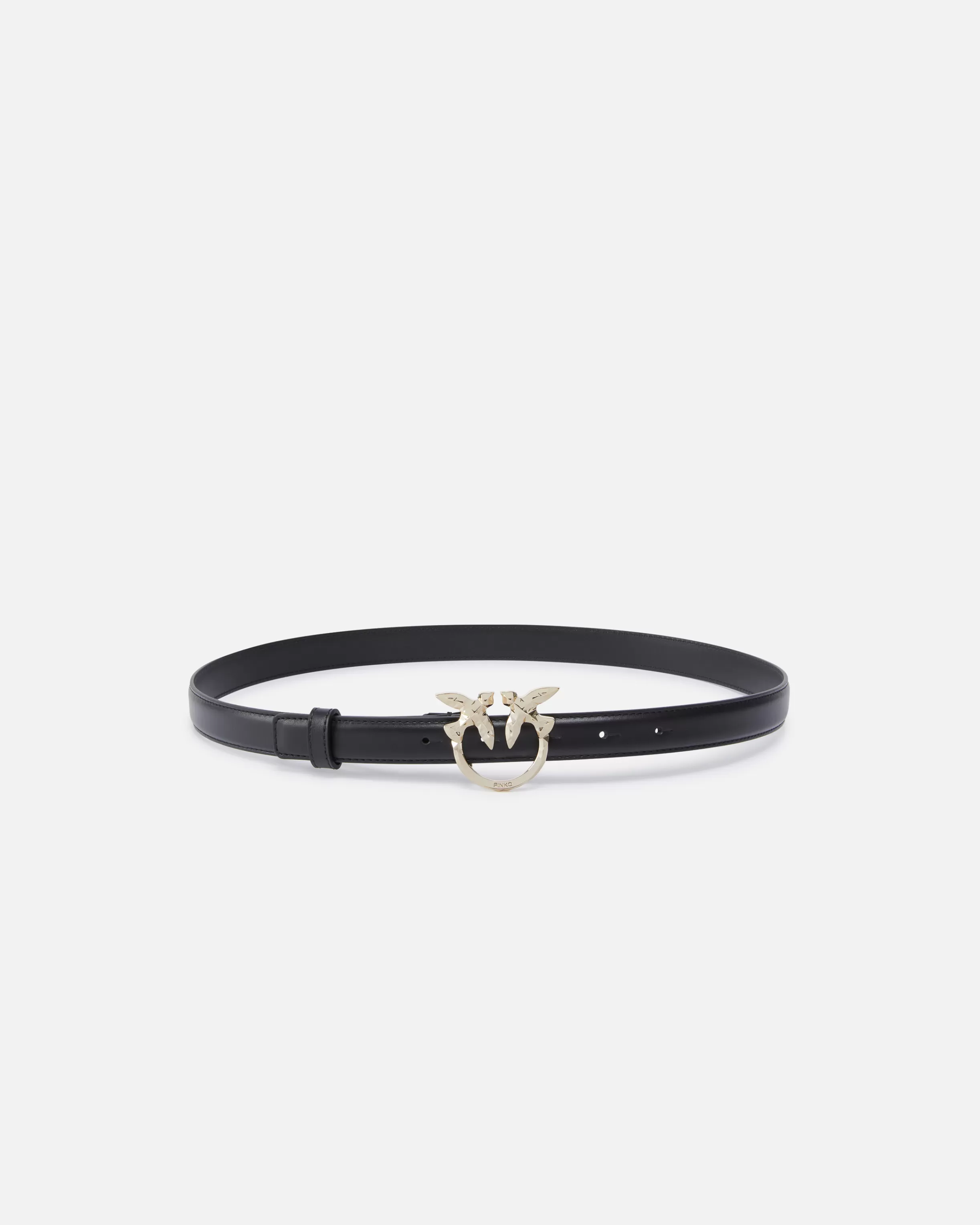 PINKO 2cm thin leather belt with bird buckle Galleria.