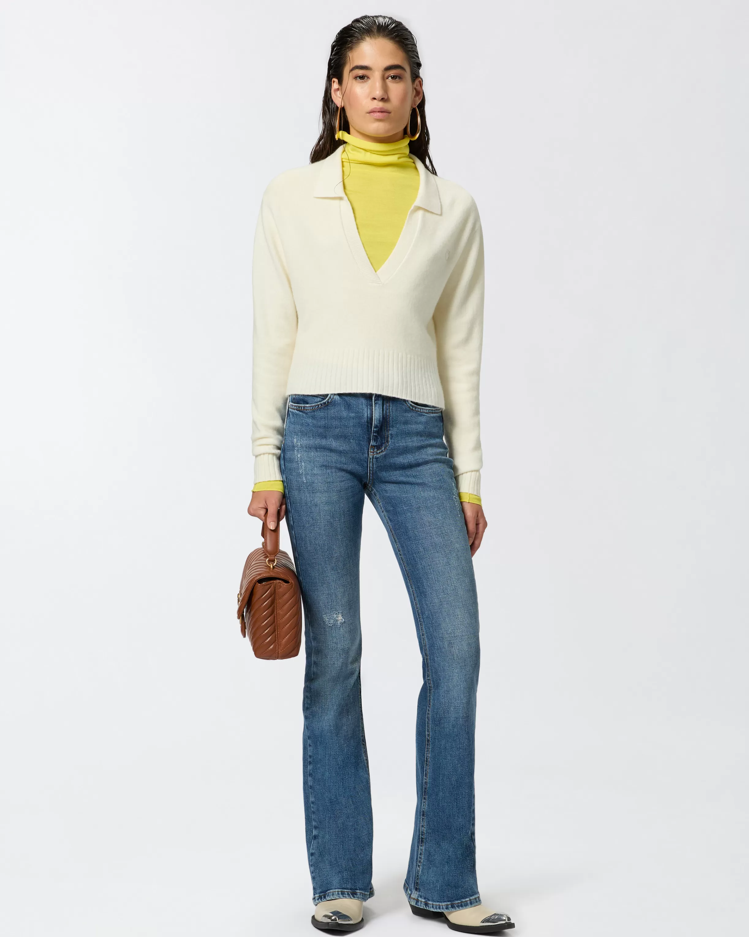 PINKO Comfortable blue denim flared jeans