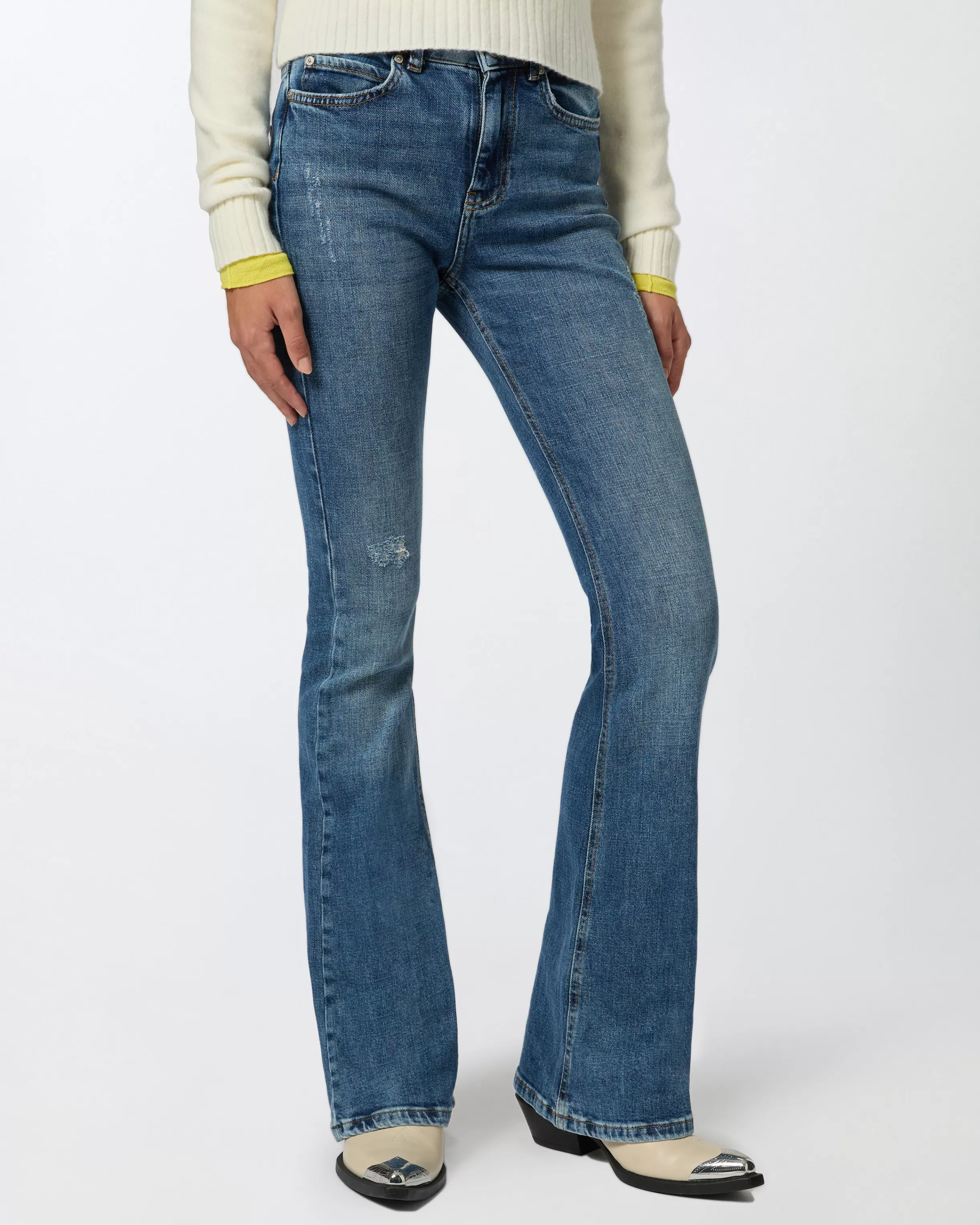 PINKO Comfortable blue denim flared jeans