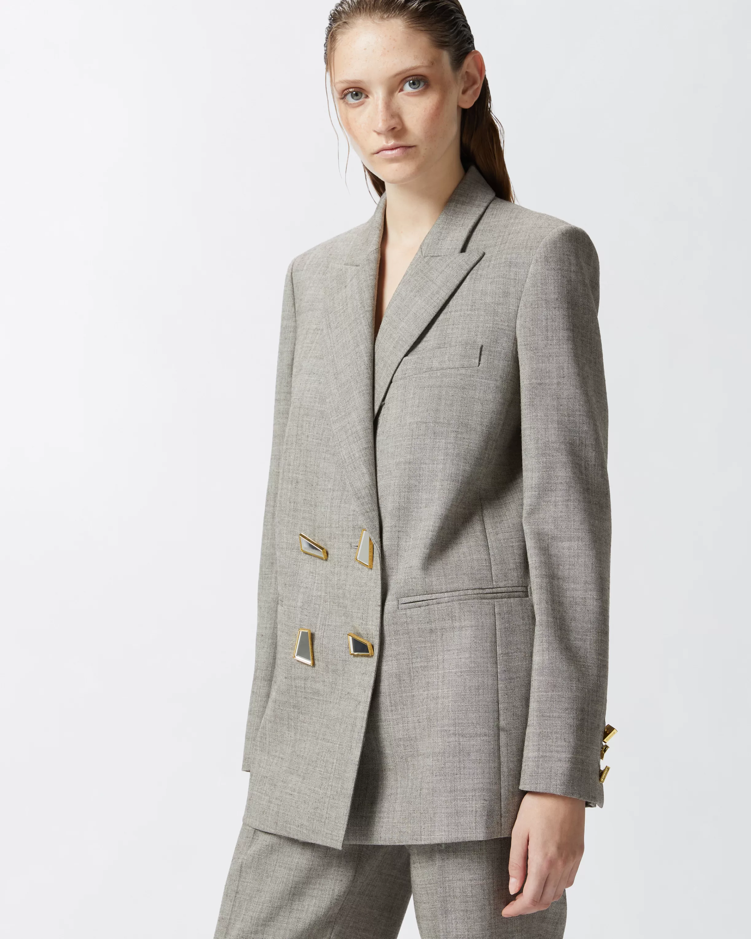 PINKO Cool wool blazer with geometric buttons