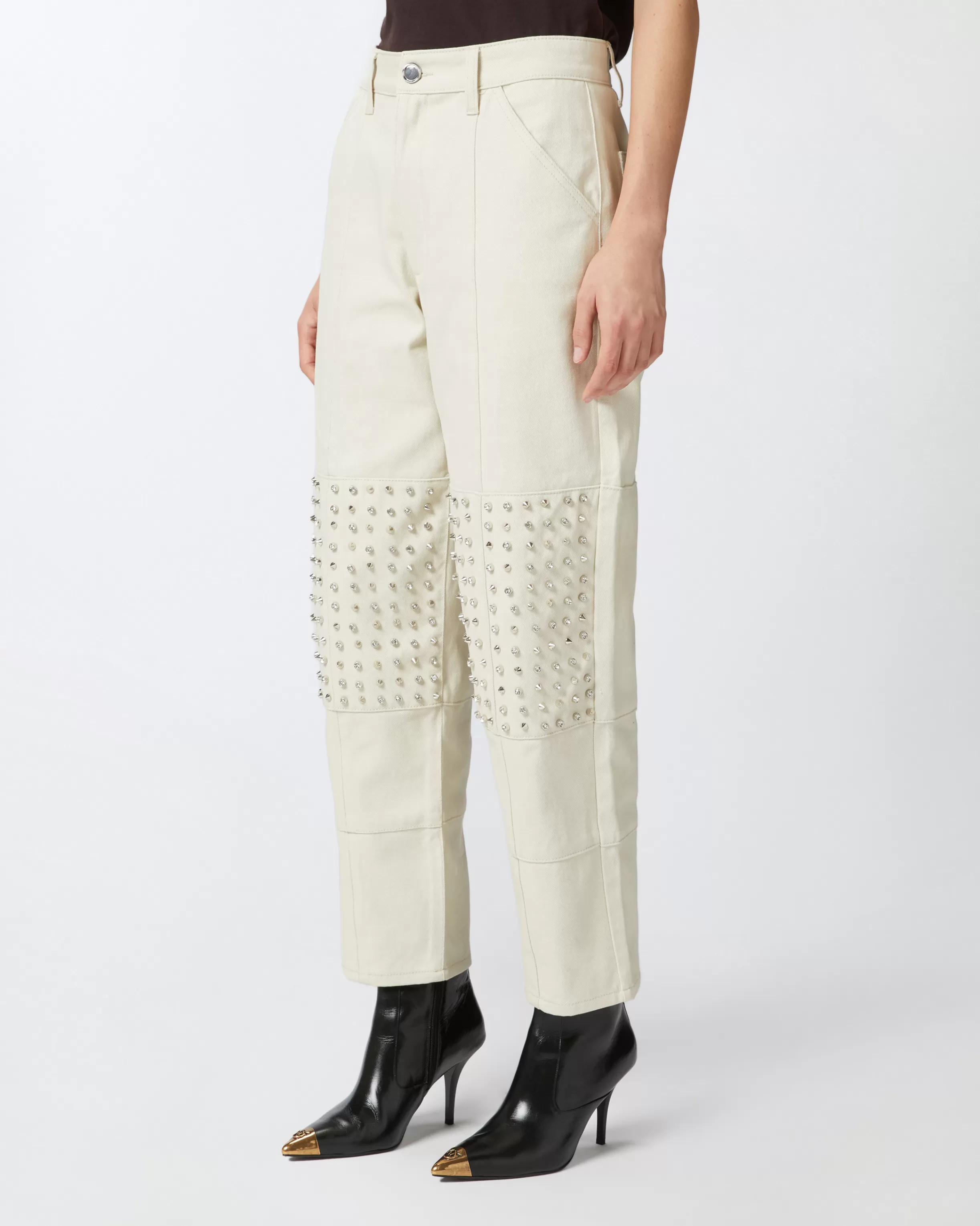 PINKO Cotton bull trousers with pointed studs