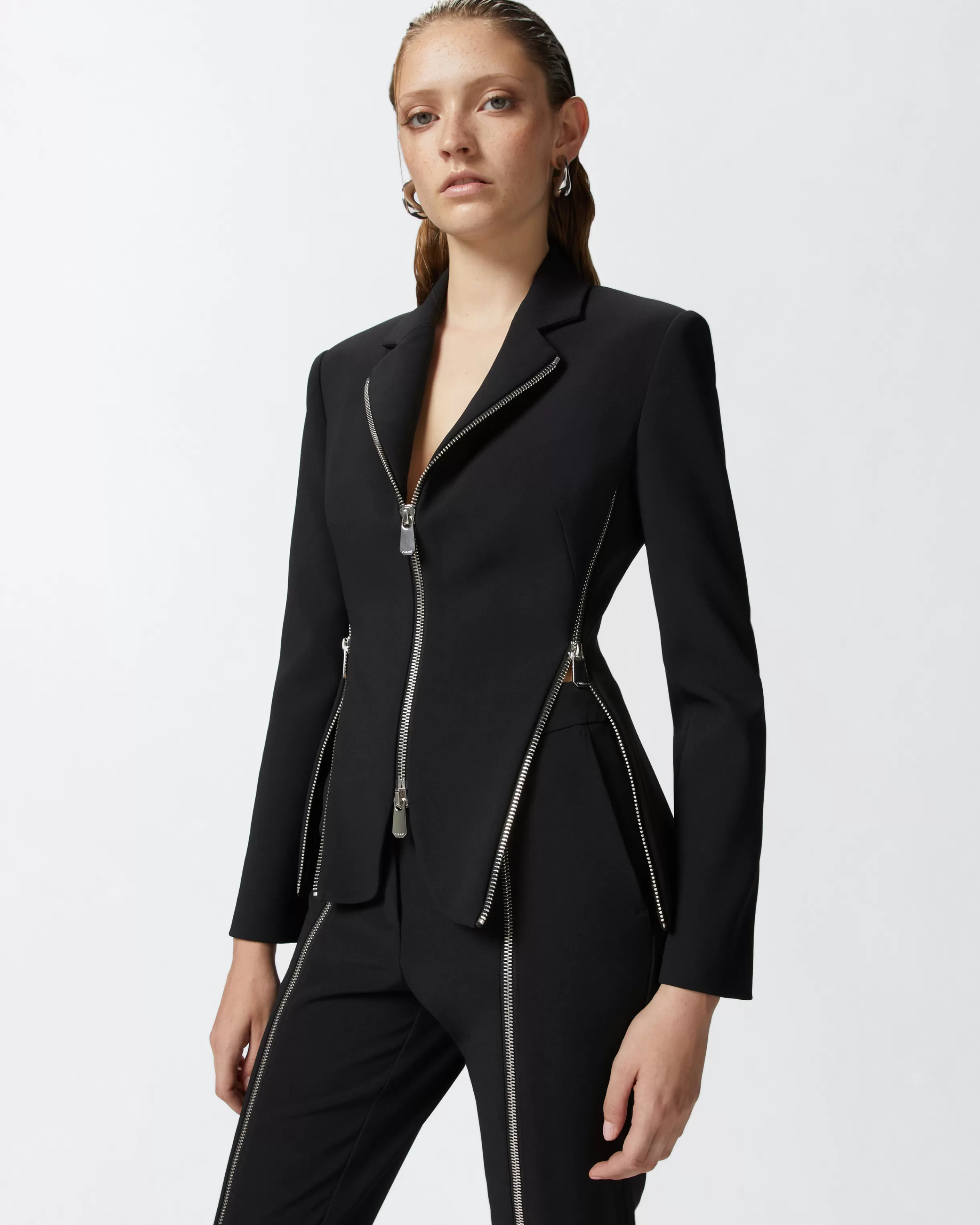 PINKO Crepe fabric jacket with metal zips