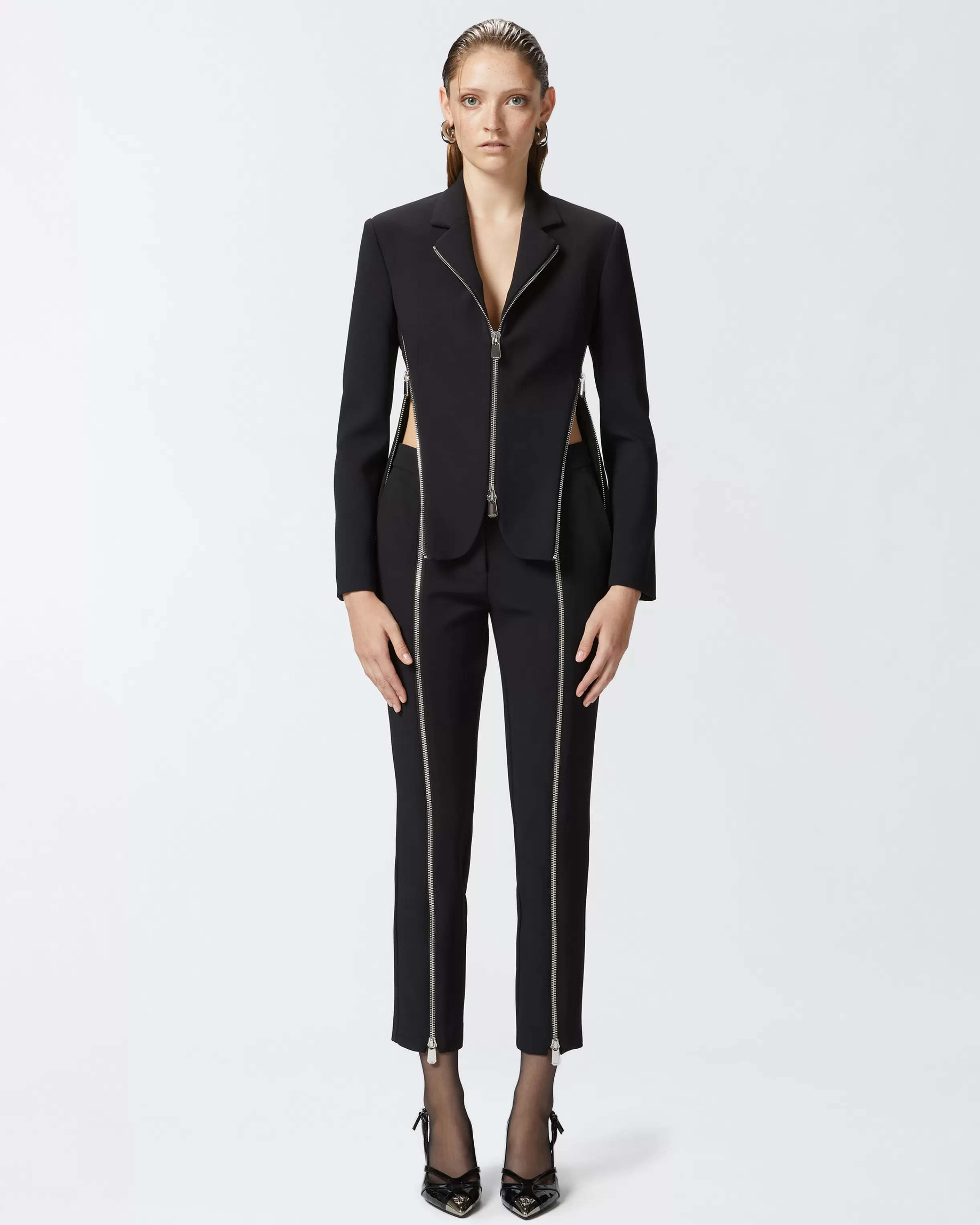 PINKO Crepe fabric jacket with metal zips