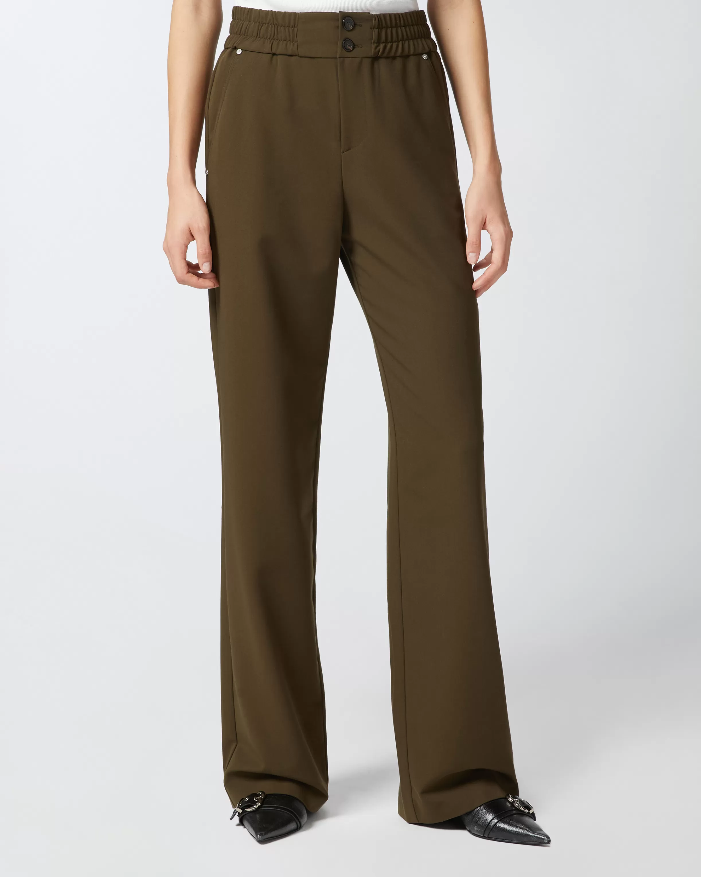 PINKO Crepe trousers with gathering at the waist