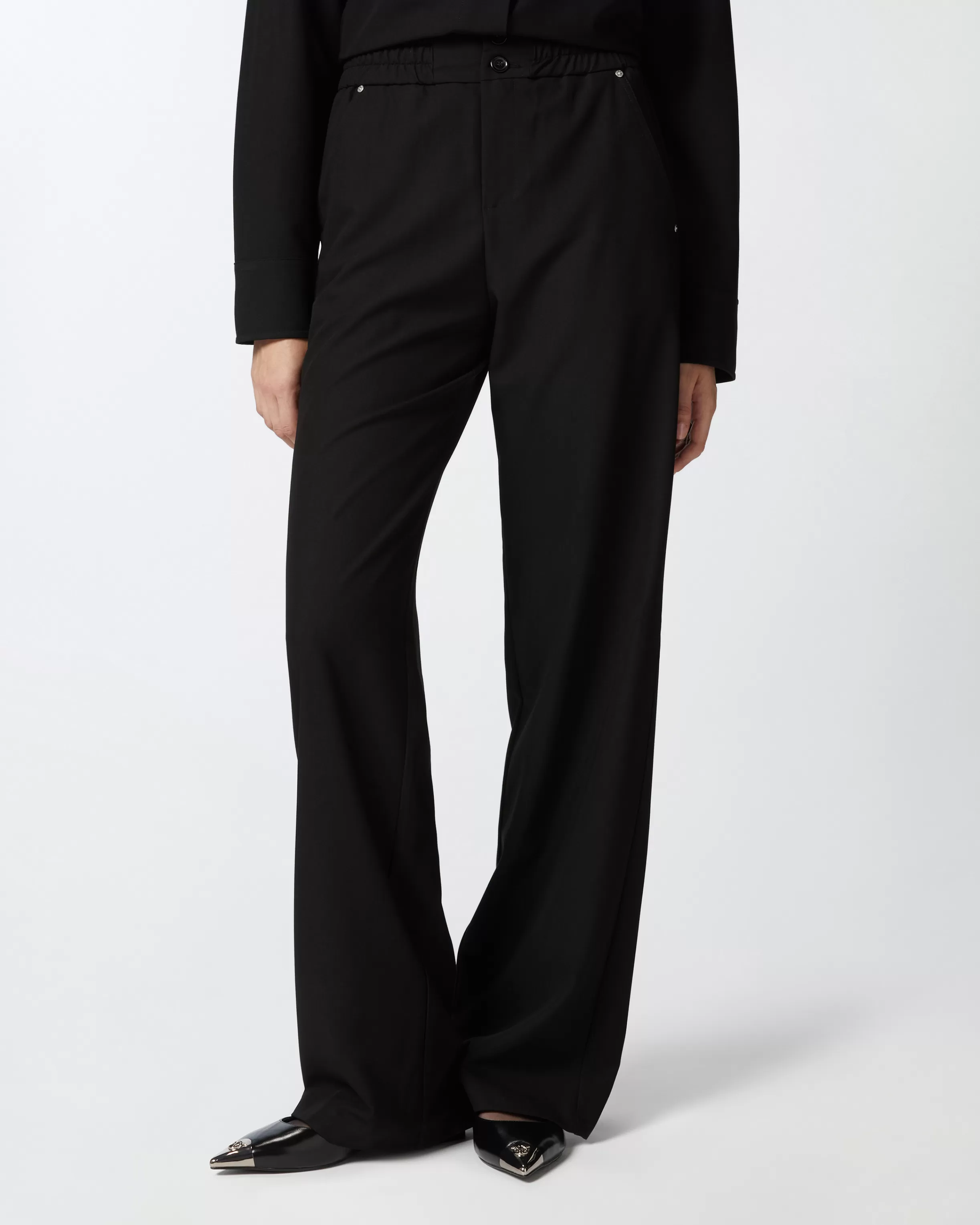 PINKO Crepe trousers with gathering at the waist