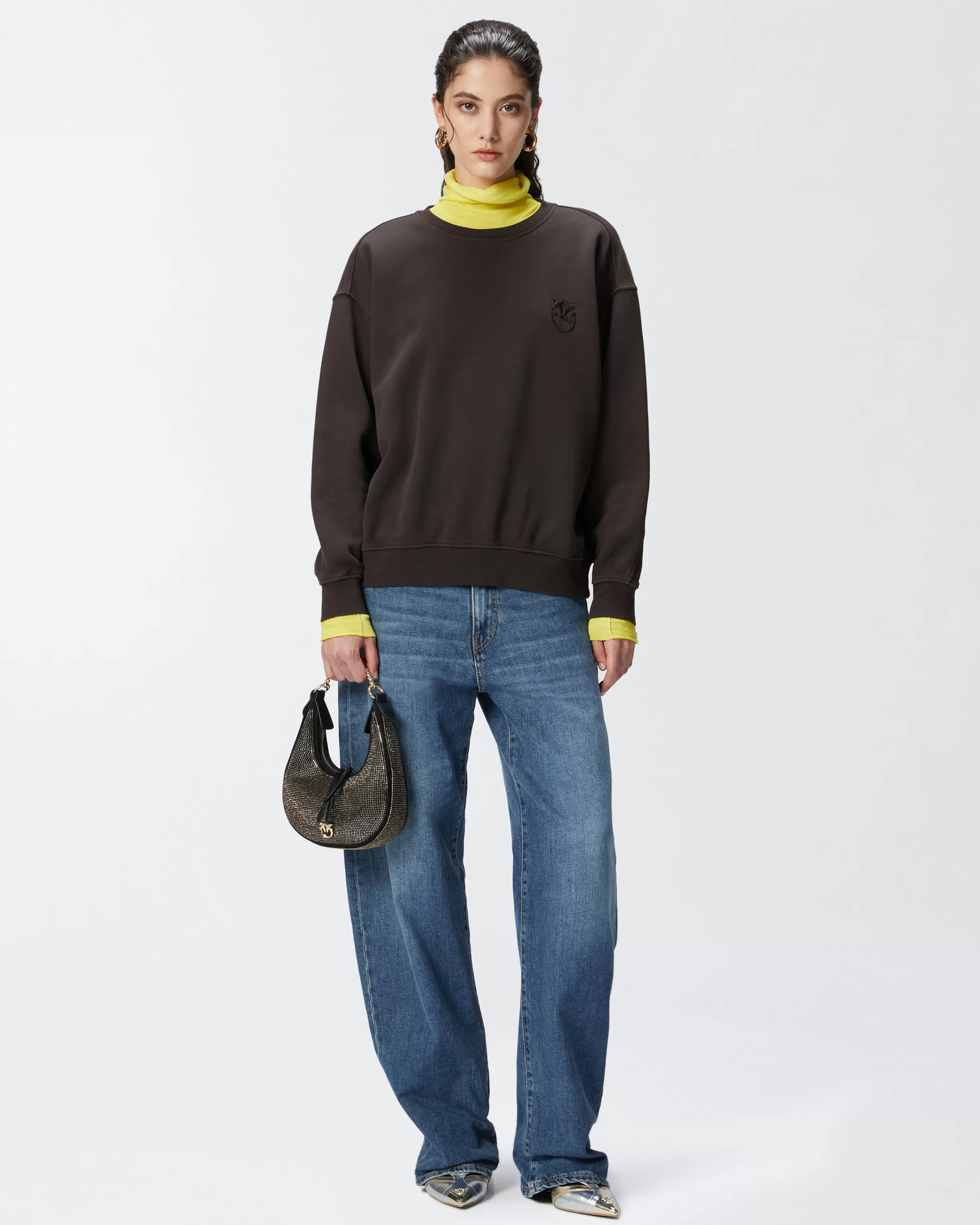 PINKO Crew-neck sweatshirt with embroidered logo