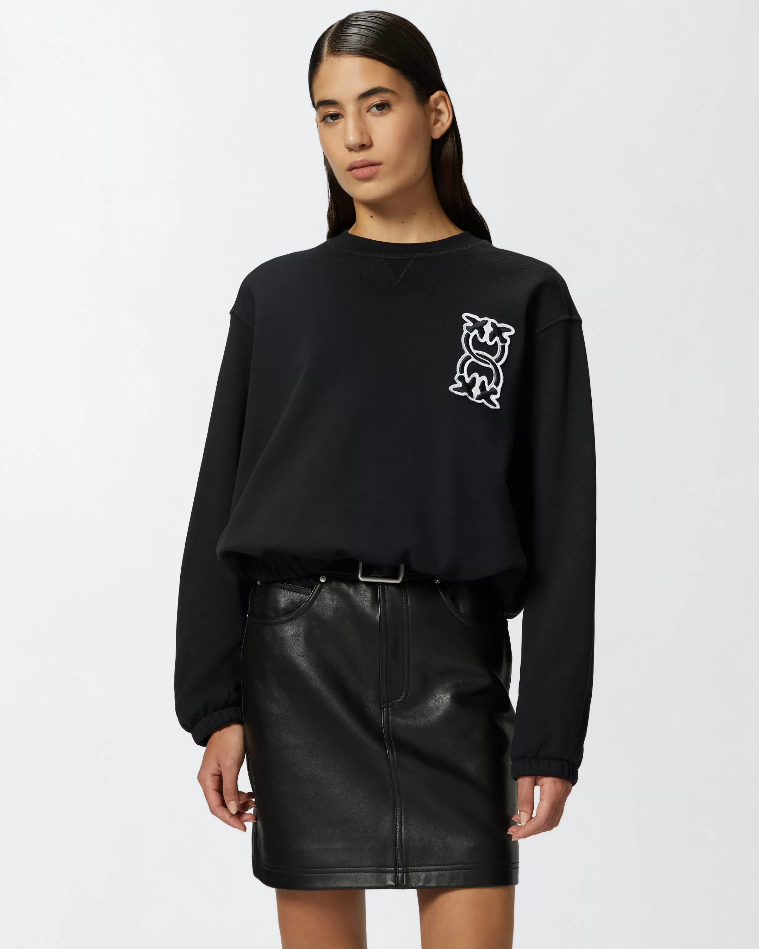 PINKO Crew-neck sweatshirt with Love Birds Monogram patch