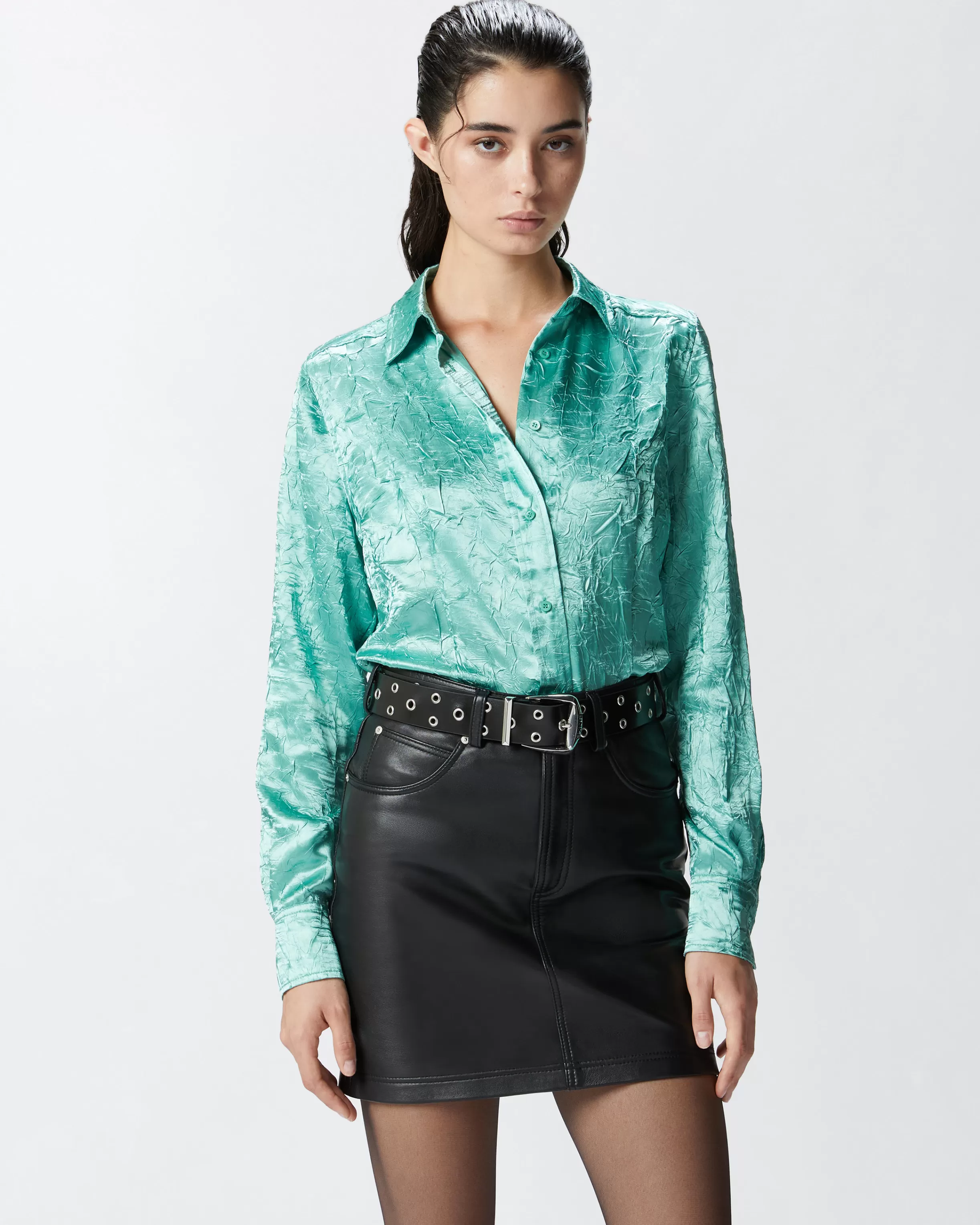 PINKO Crinkled satin shirt