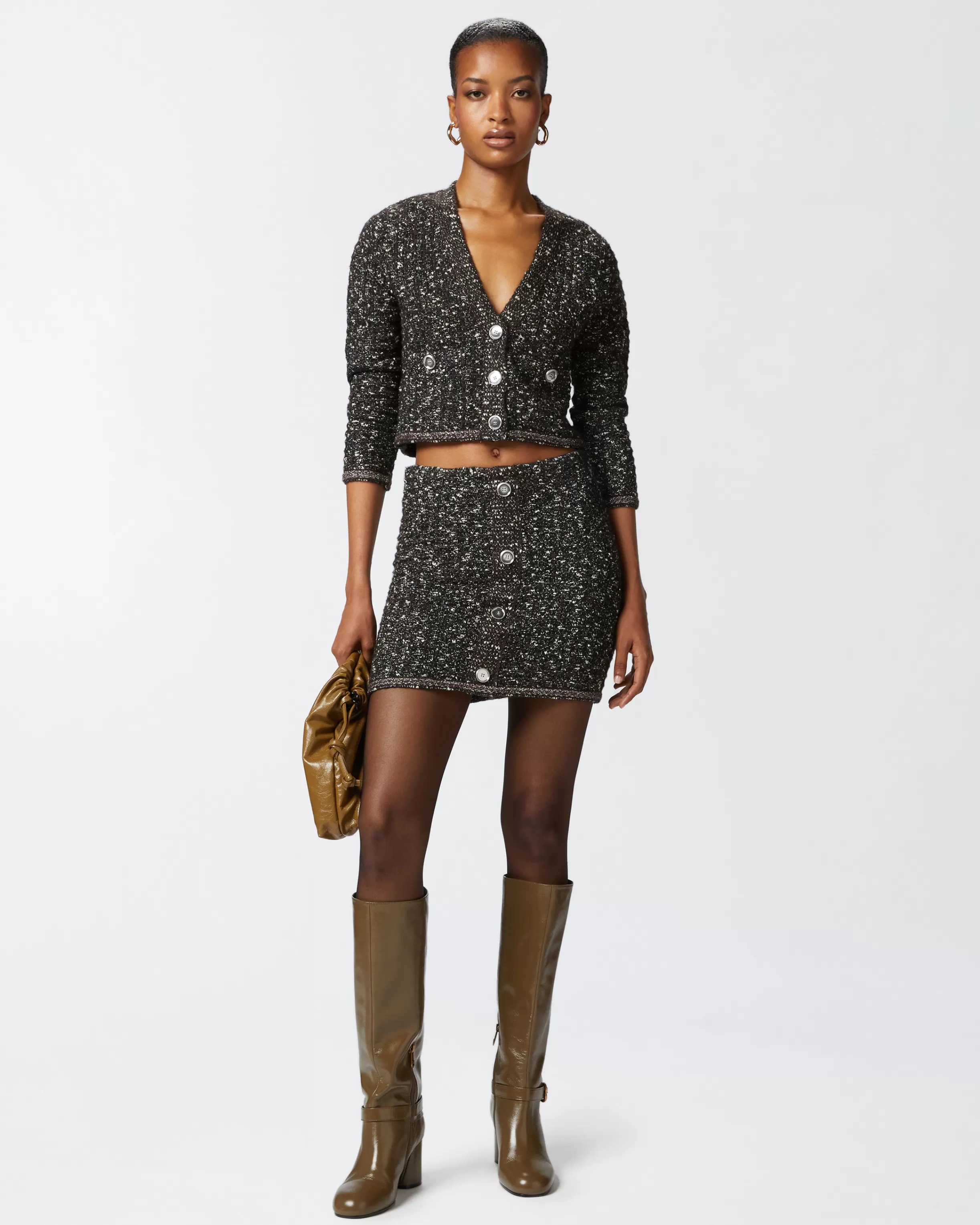 PINKO Cropped cardigan with sequins and V-neck