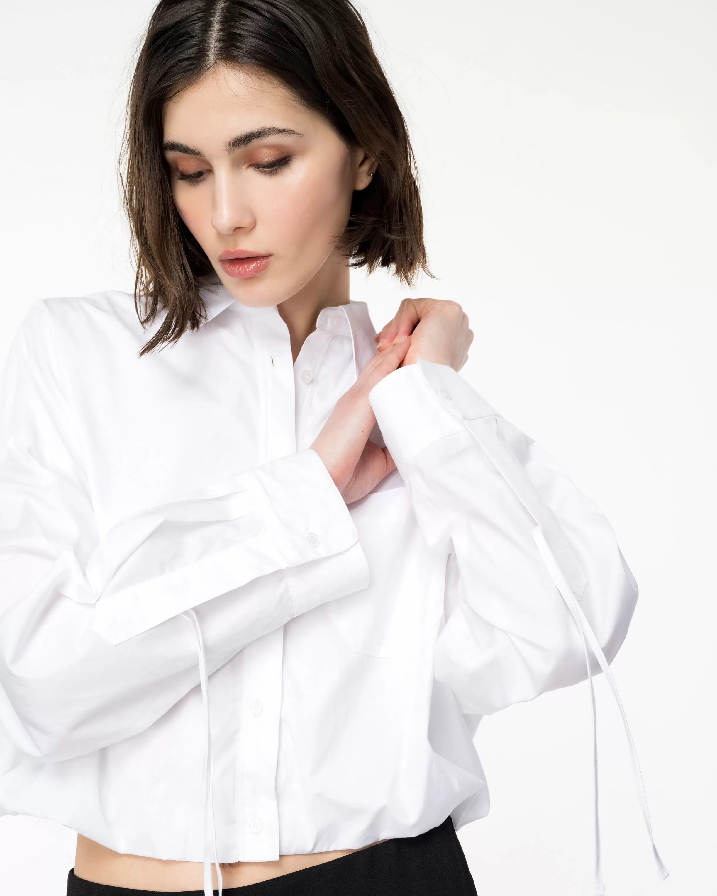 PINKO Cropped poplin shirt