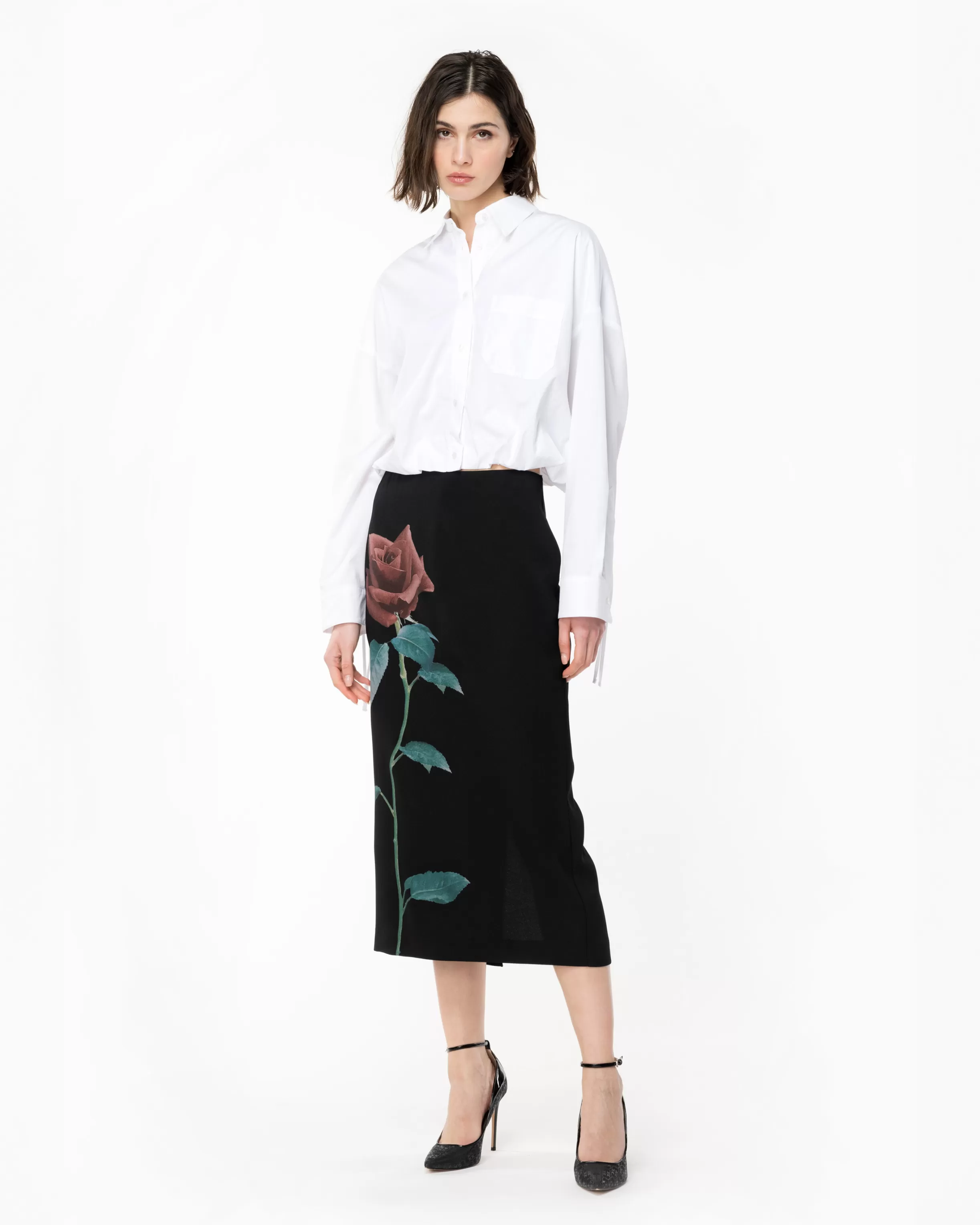 PINKO Cropped poplin shirt