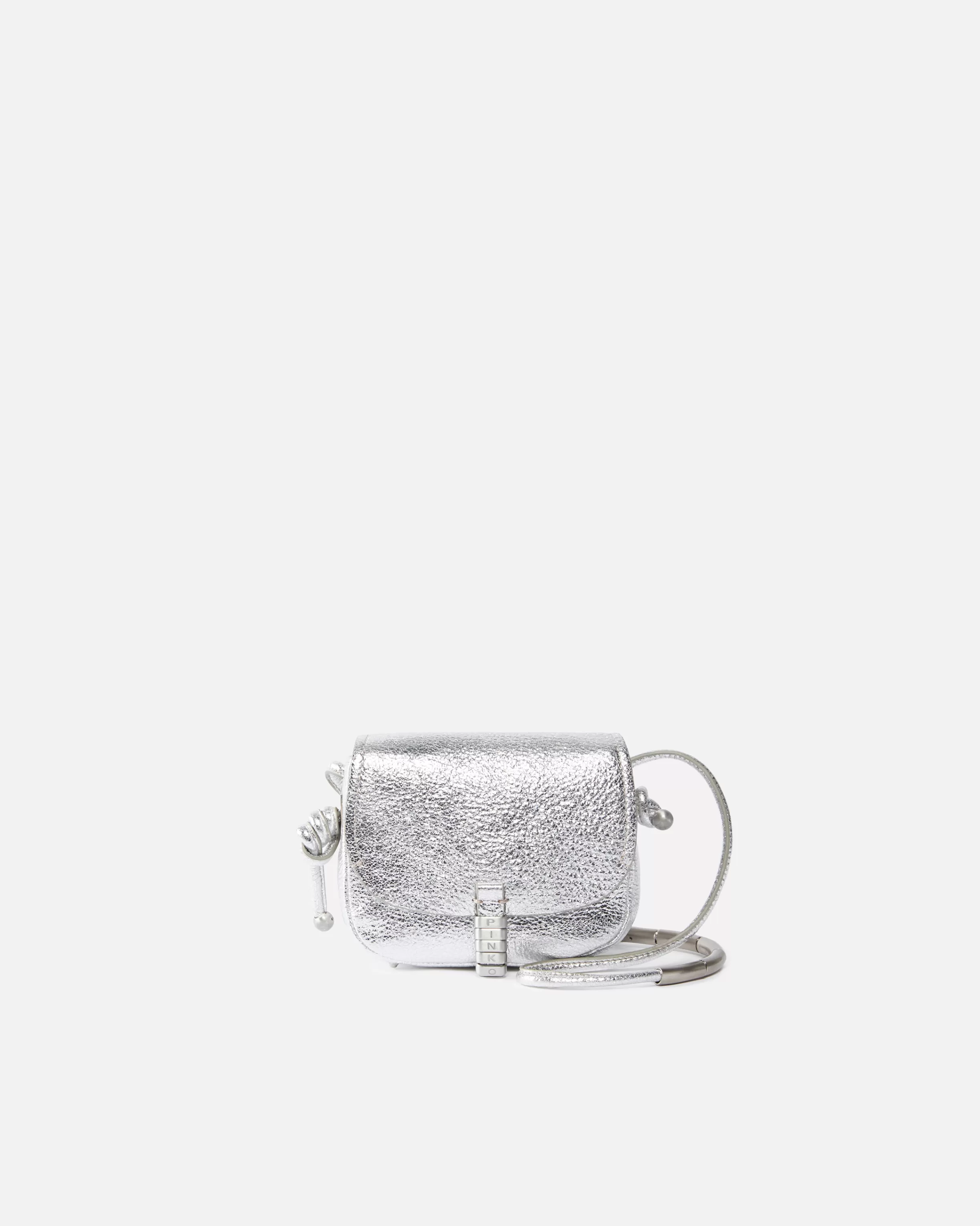 PINKO Crossbody micro Saddle bag in laminated leather