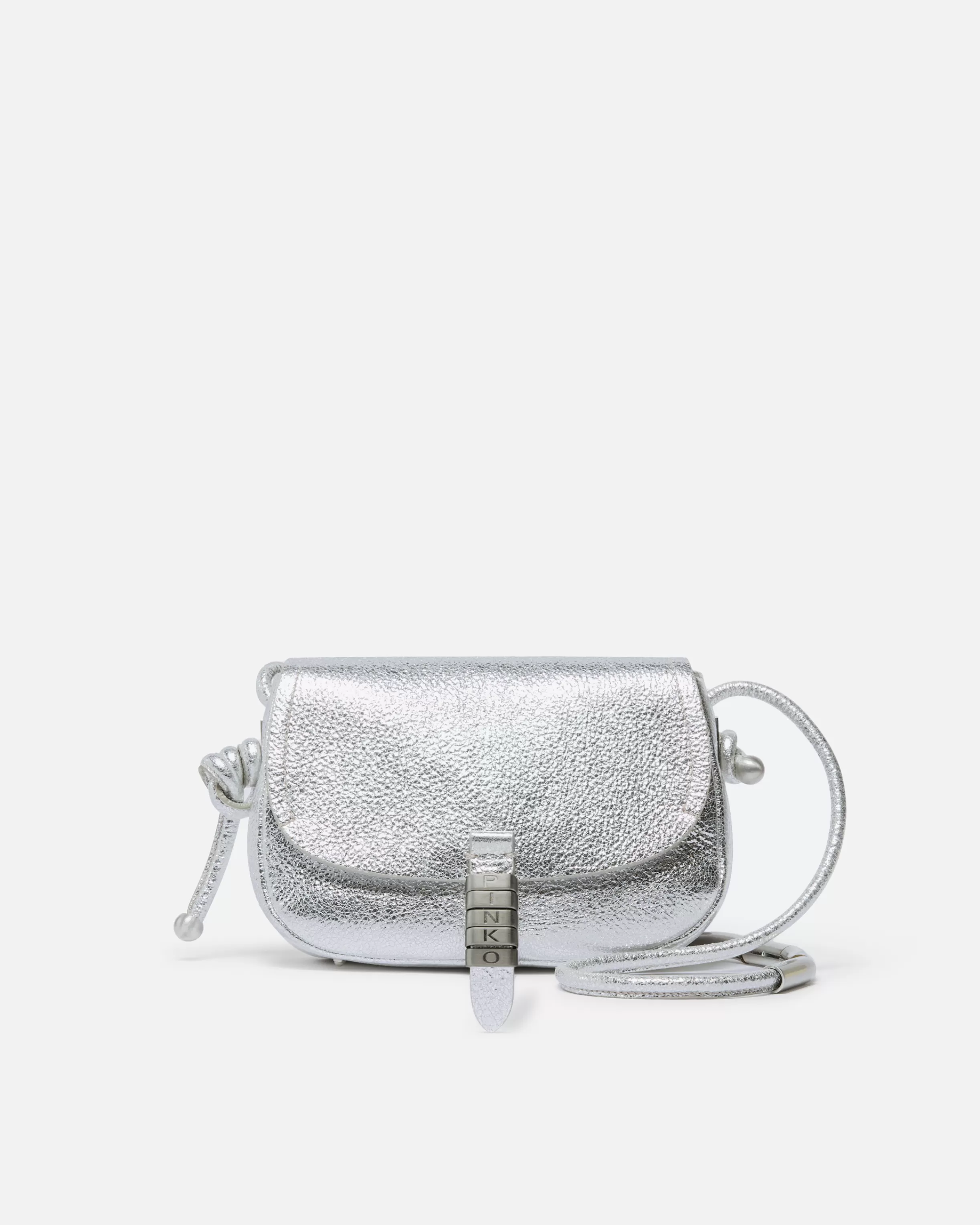 PINKO Crossbody Mini Saddle Bag in laminated leather