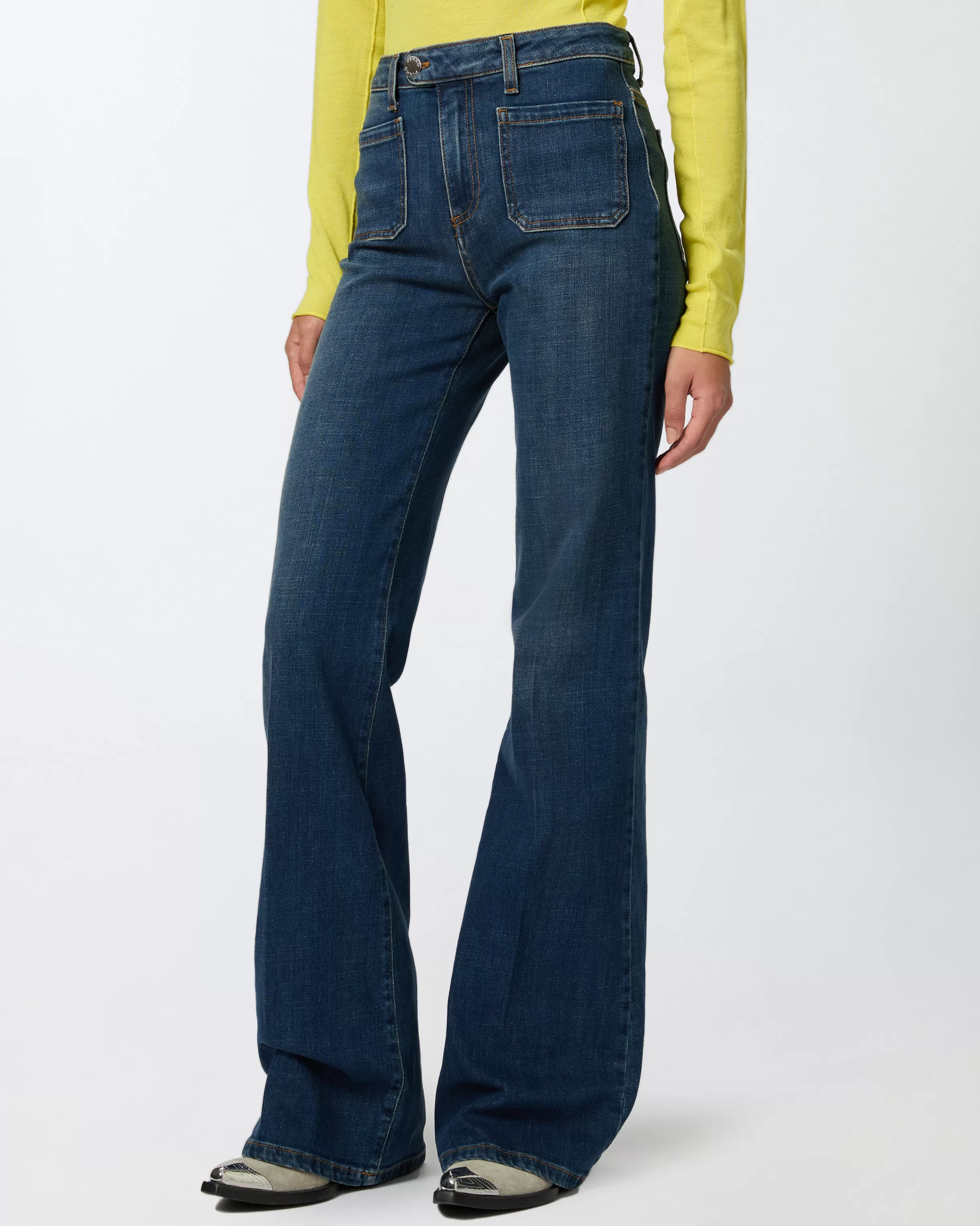 PINKO Dark blue flared jeans with pockets