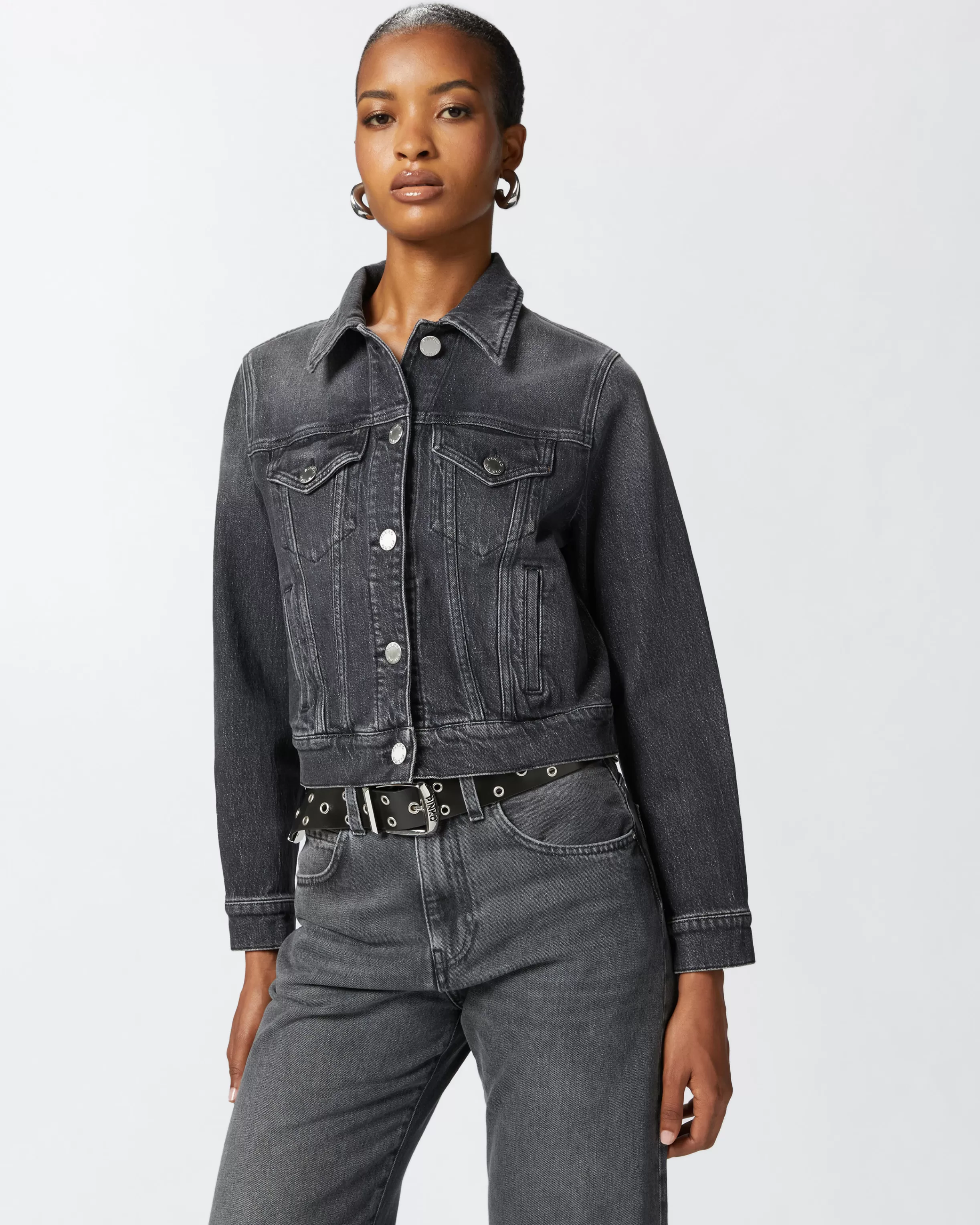 PINKO Dark grey denim jacket