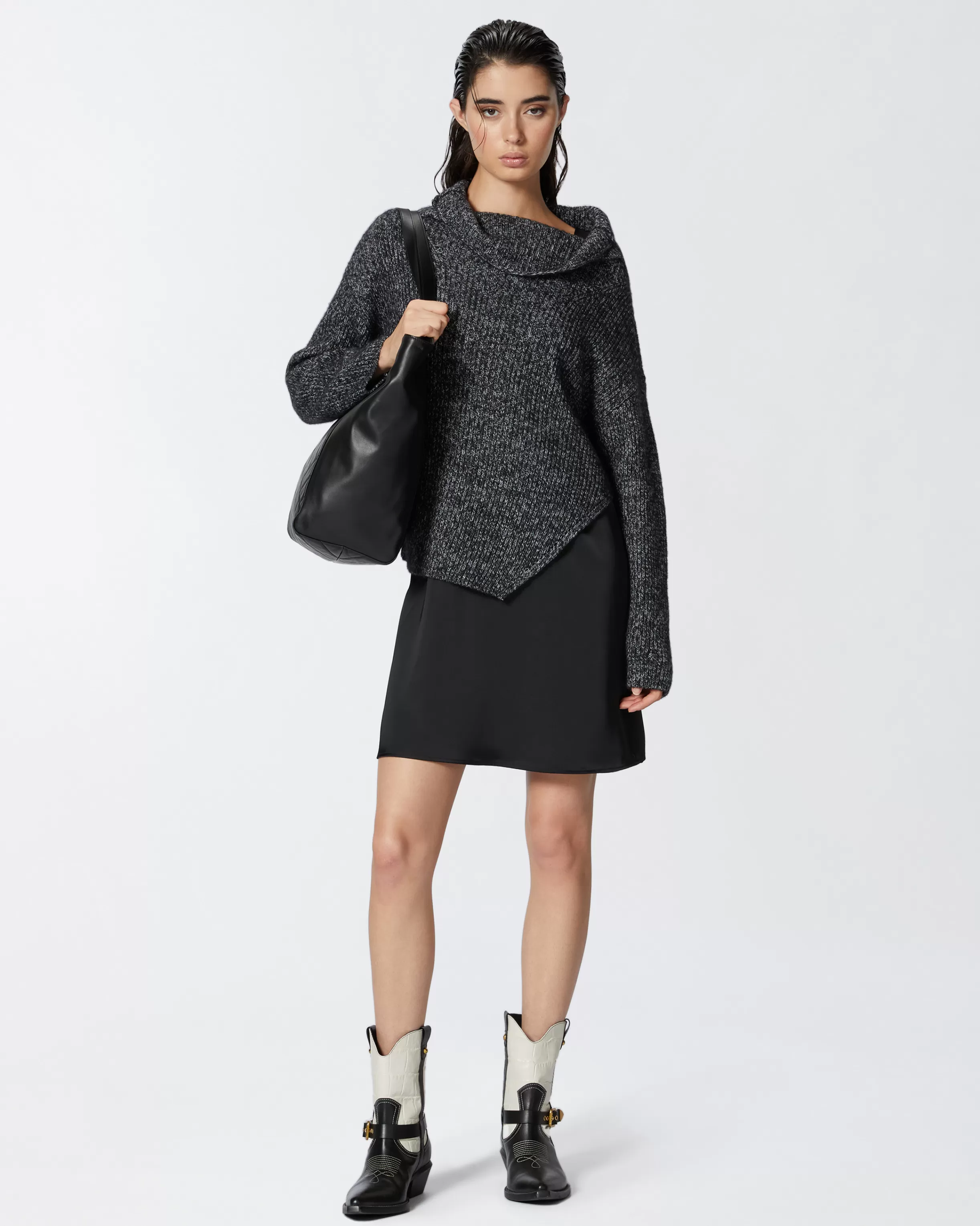 PINKO Dual-fabric dress with alpaca-blend sweater