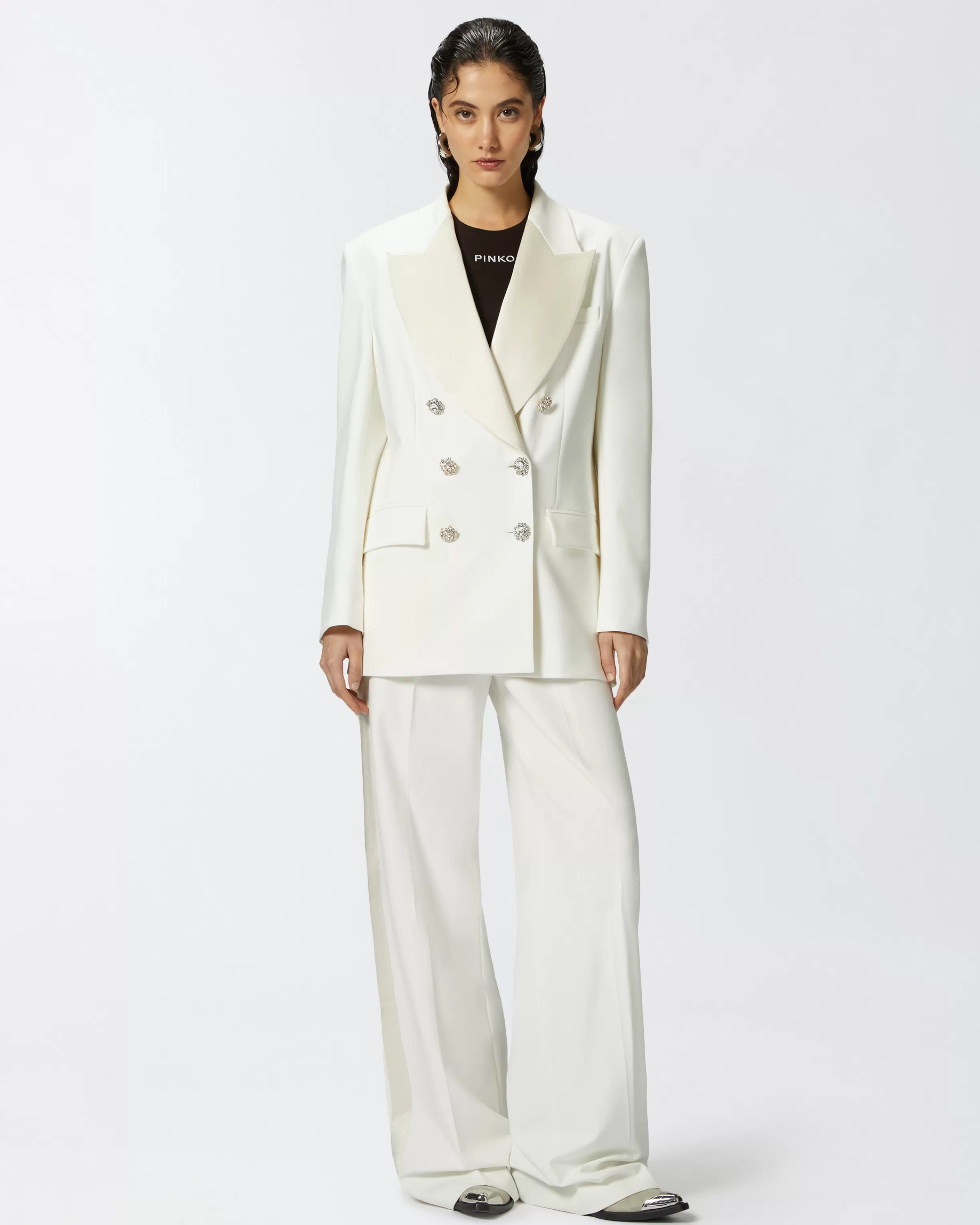 PINKO Elegant blazer with pin and jewel buttons