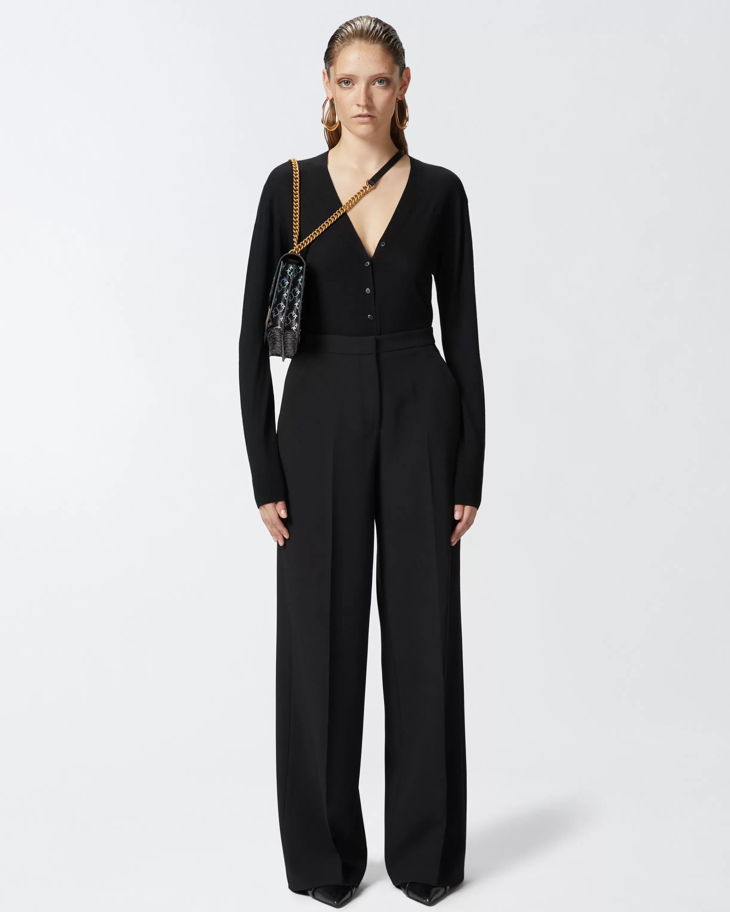 PINKO Elegant palazzo trousers in crepe