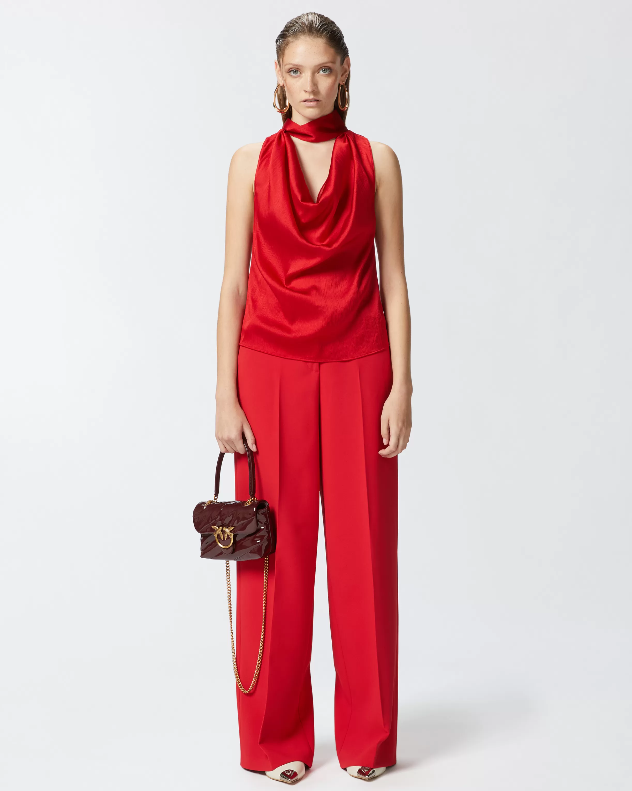 PINKO Elegant palazzo trousers in crepe