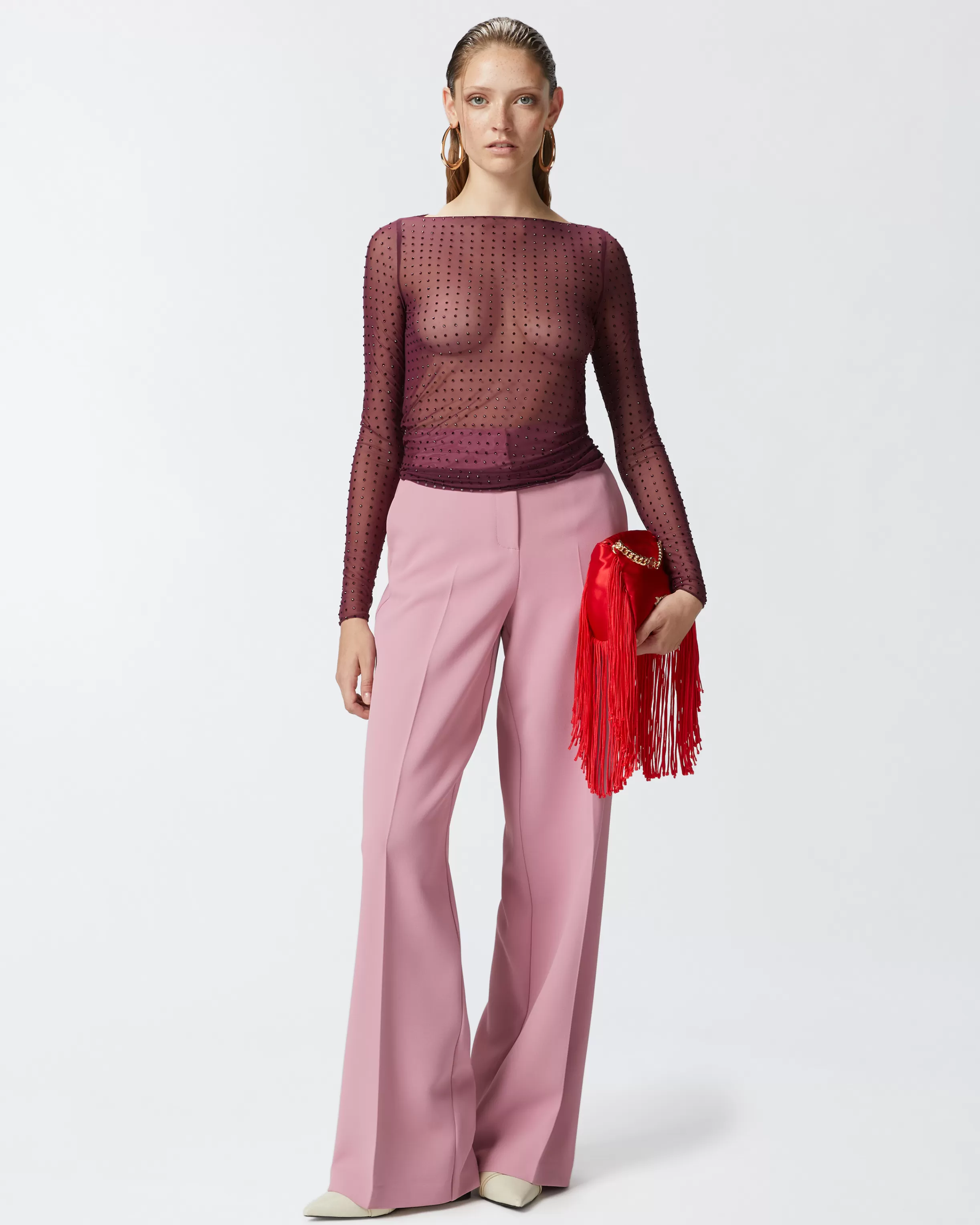 PINKO Elegant palazzo trousers in crepe