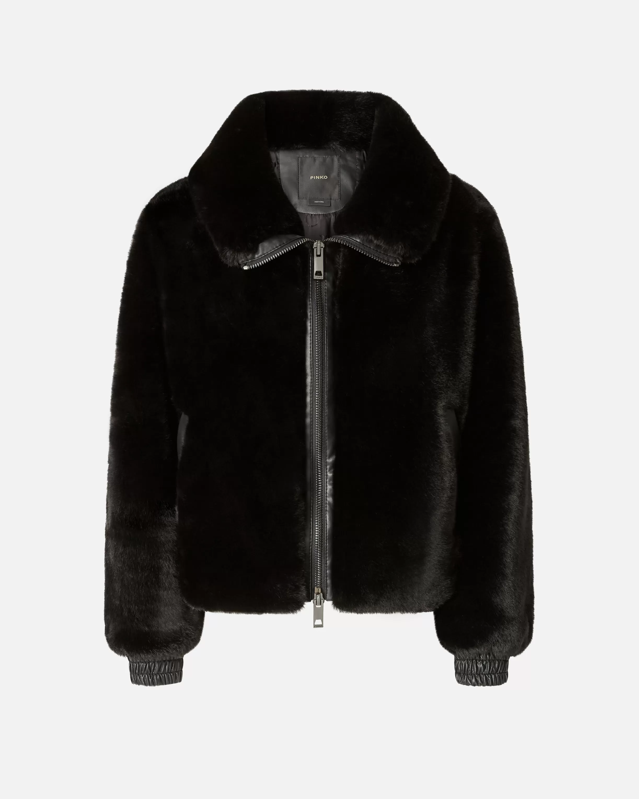 PINKO Faux fur bomber jacket