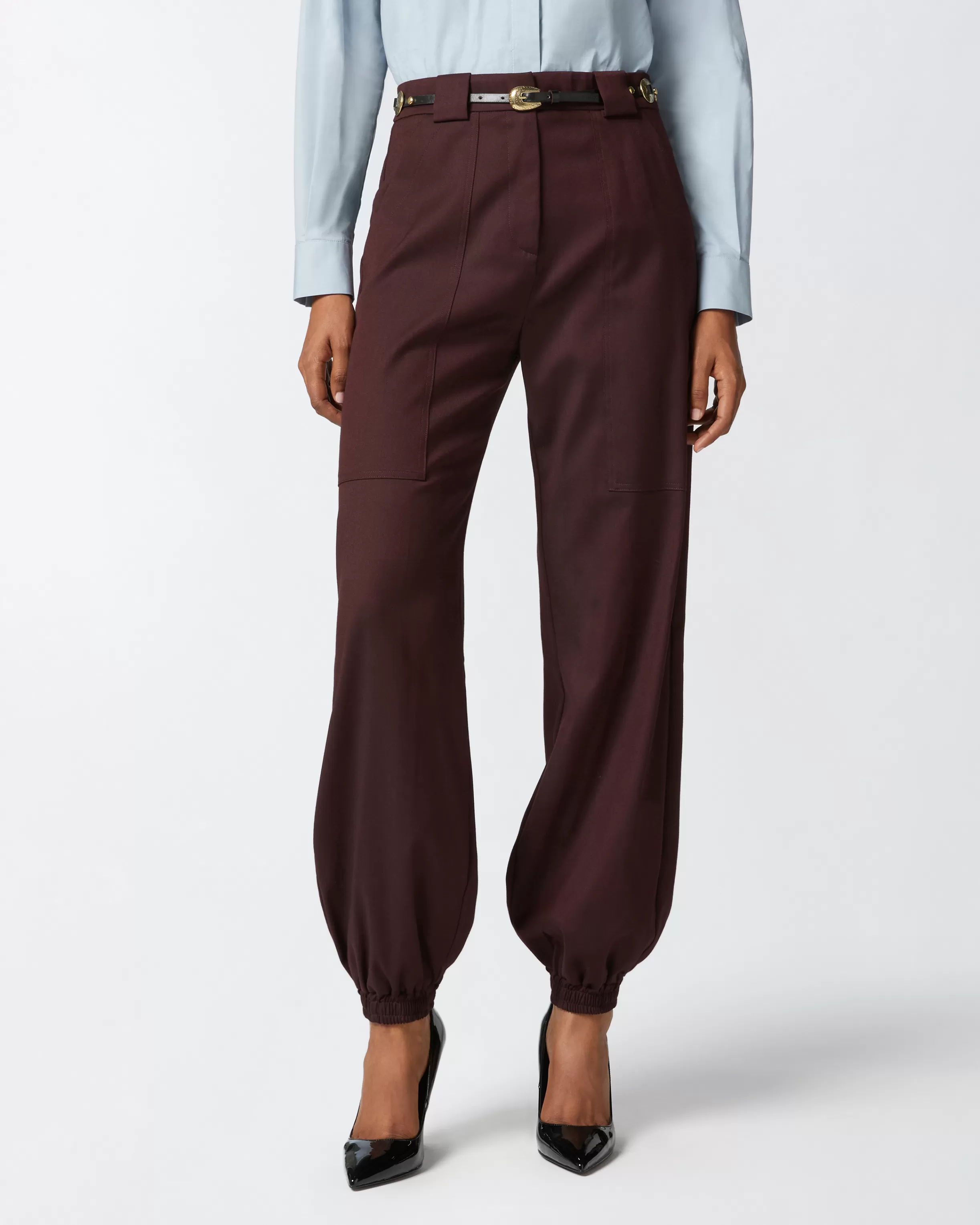 PINKO Flannel utility trousers with elasticated hem detail