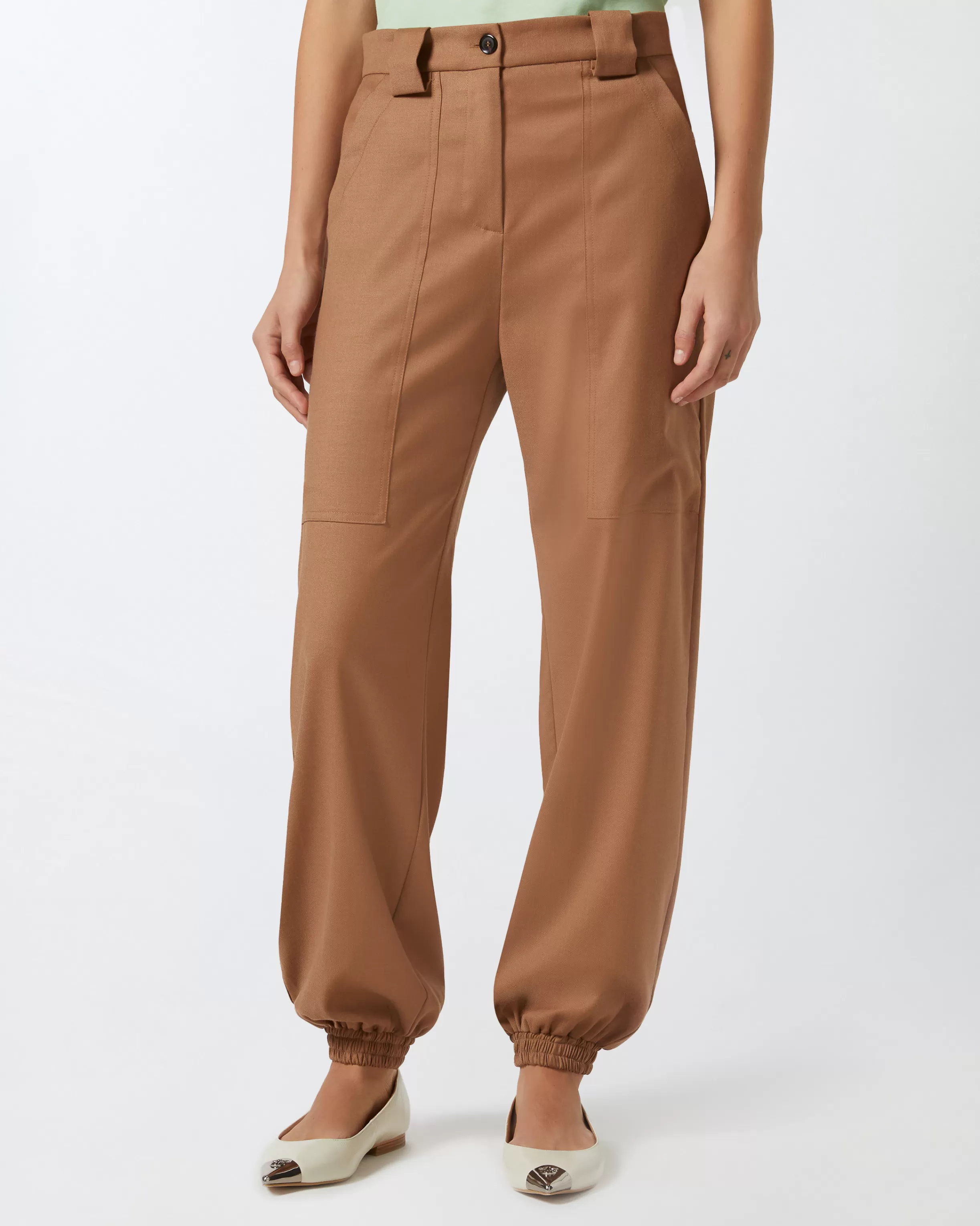 PINKO Flannel utility trousers with elasticated hem detail