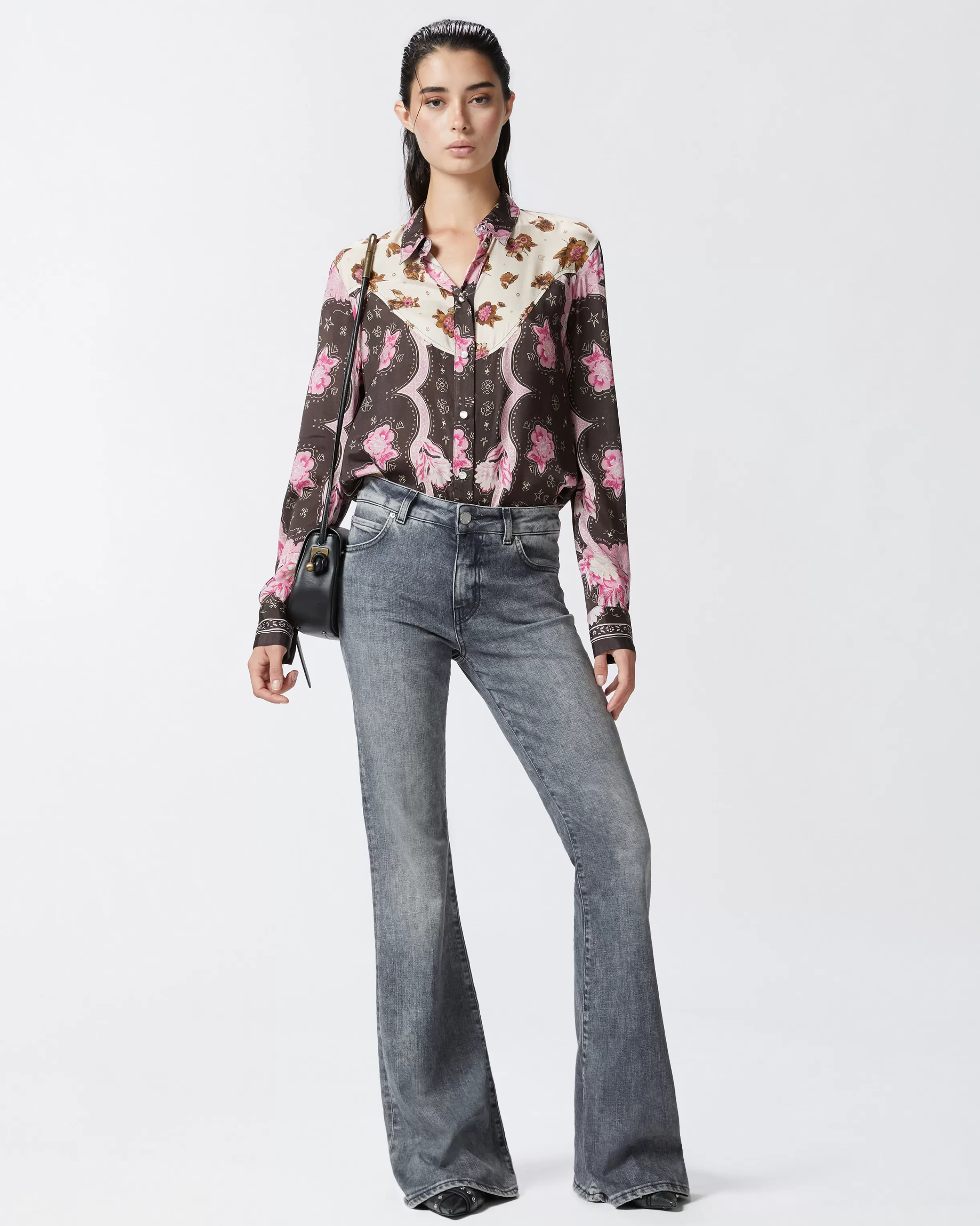 PINKO Flared grey denim jeans