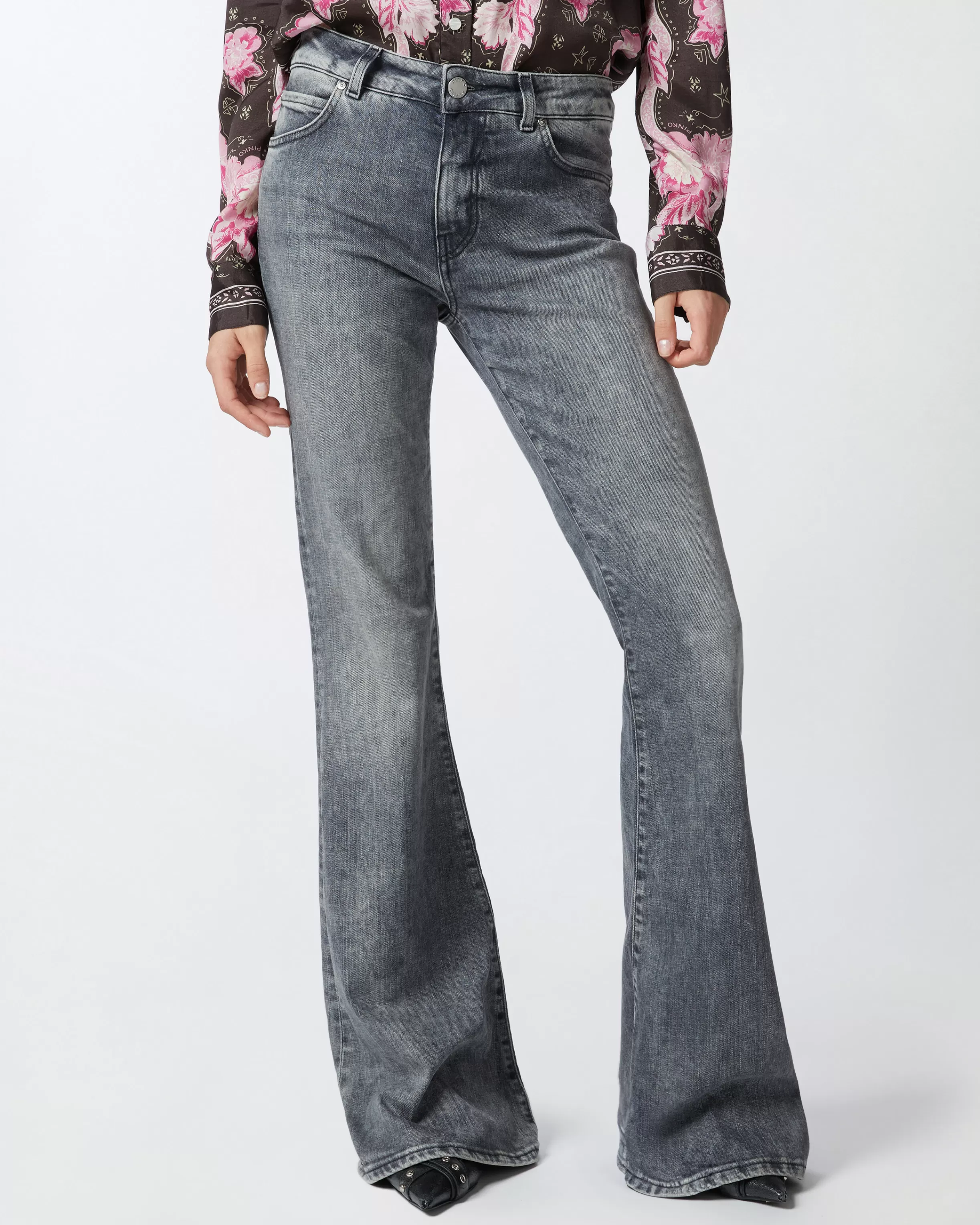 PINKO Flared grey denim jeans