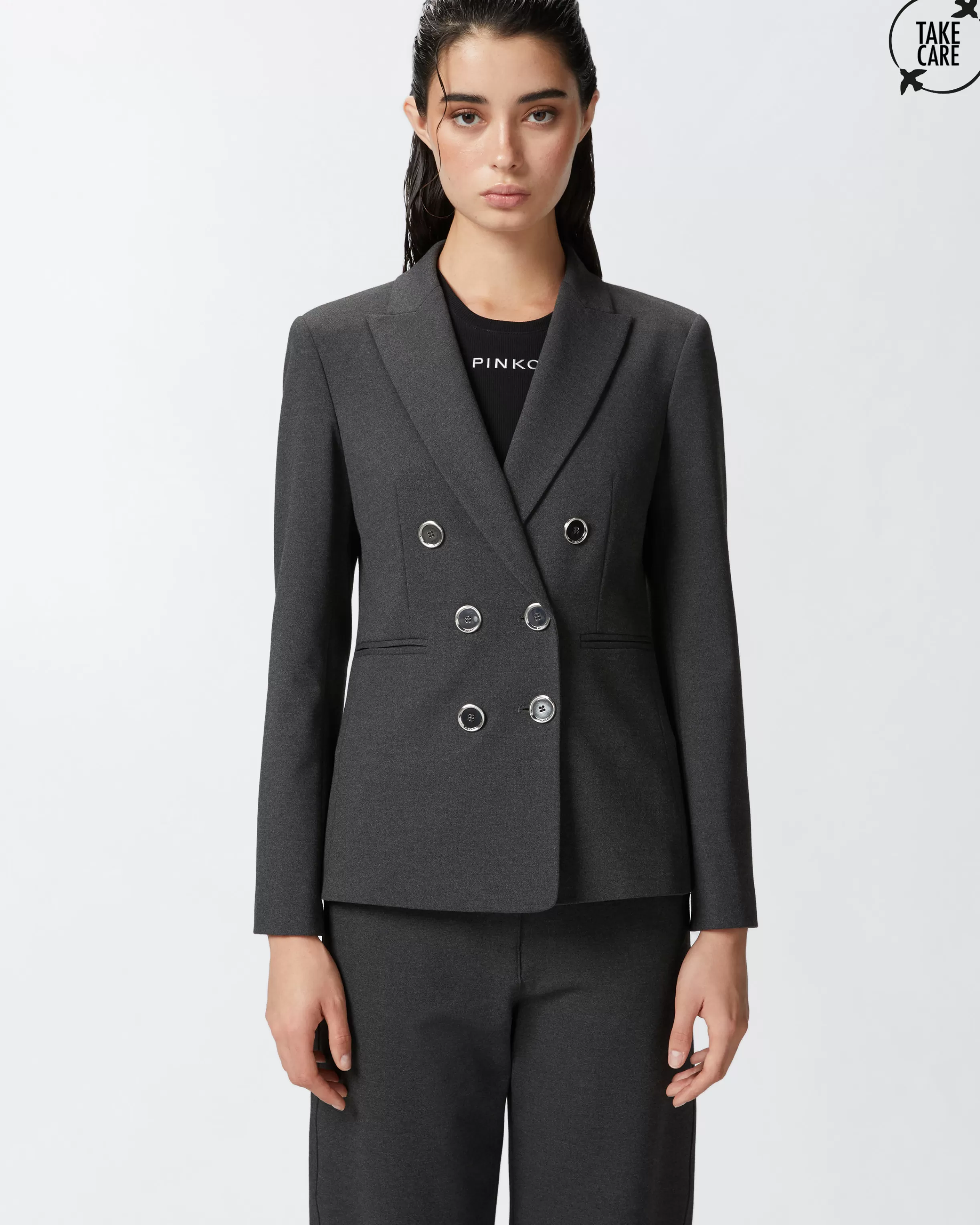 PINKO Full Milano-knit technical fabric blazer