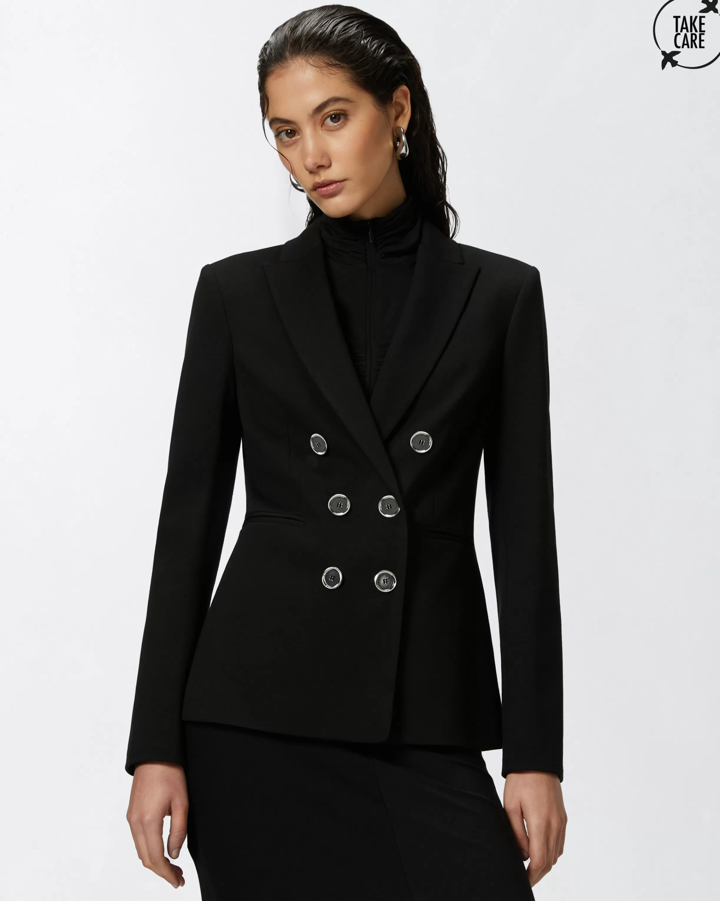 PINKO Full Milano-knit technical fabric blazer