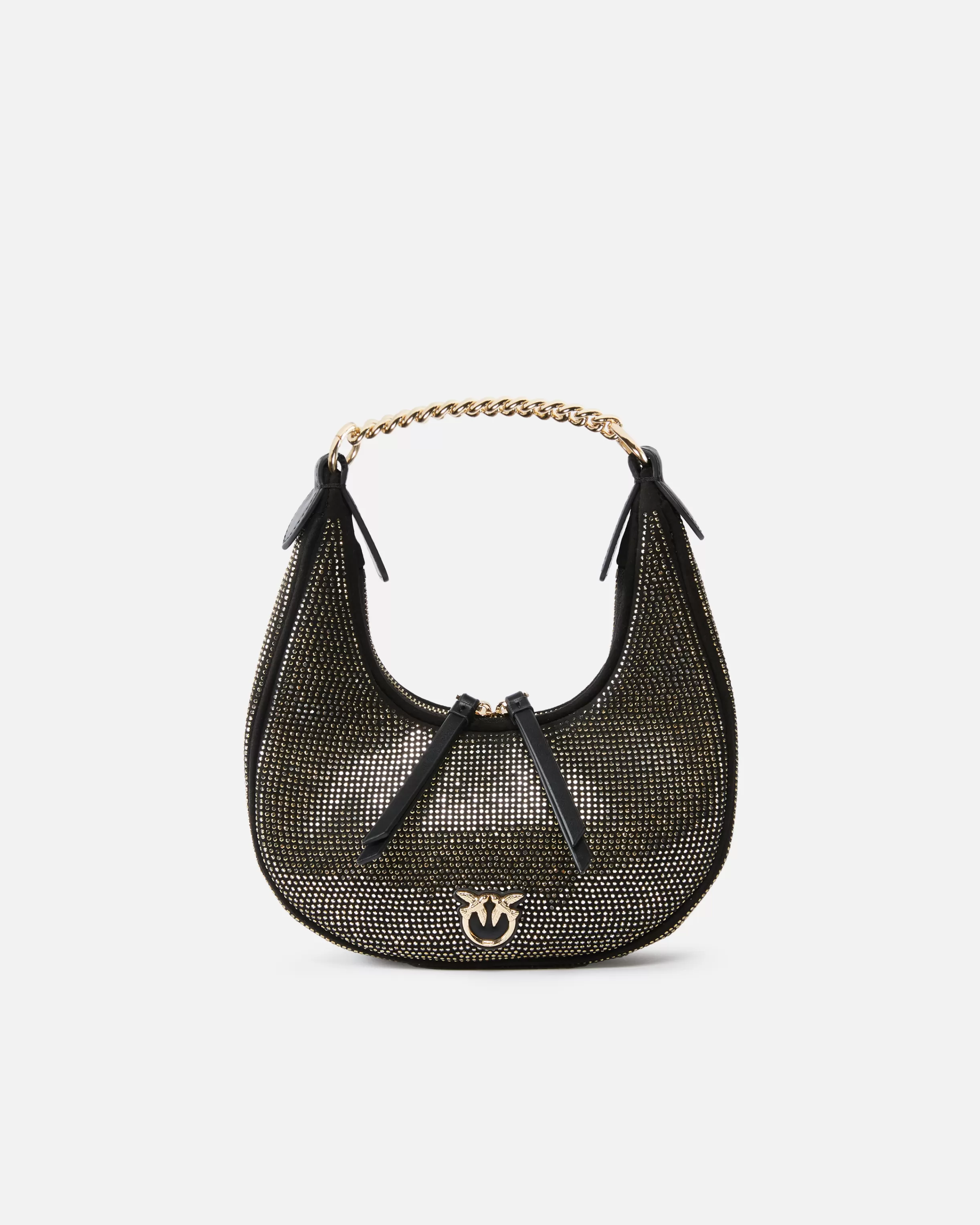 PINKO Fully rhinestoned mini Brioche Bag Hobo