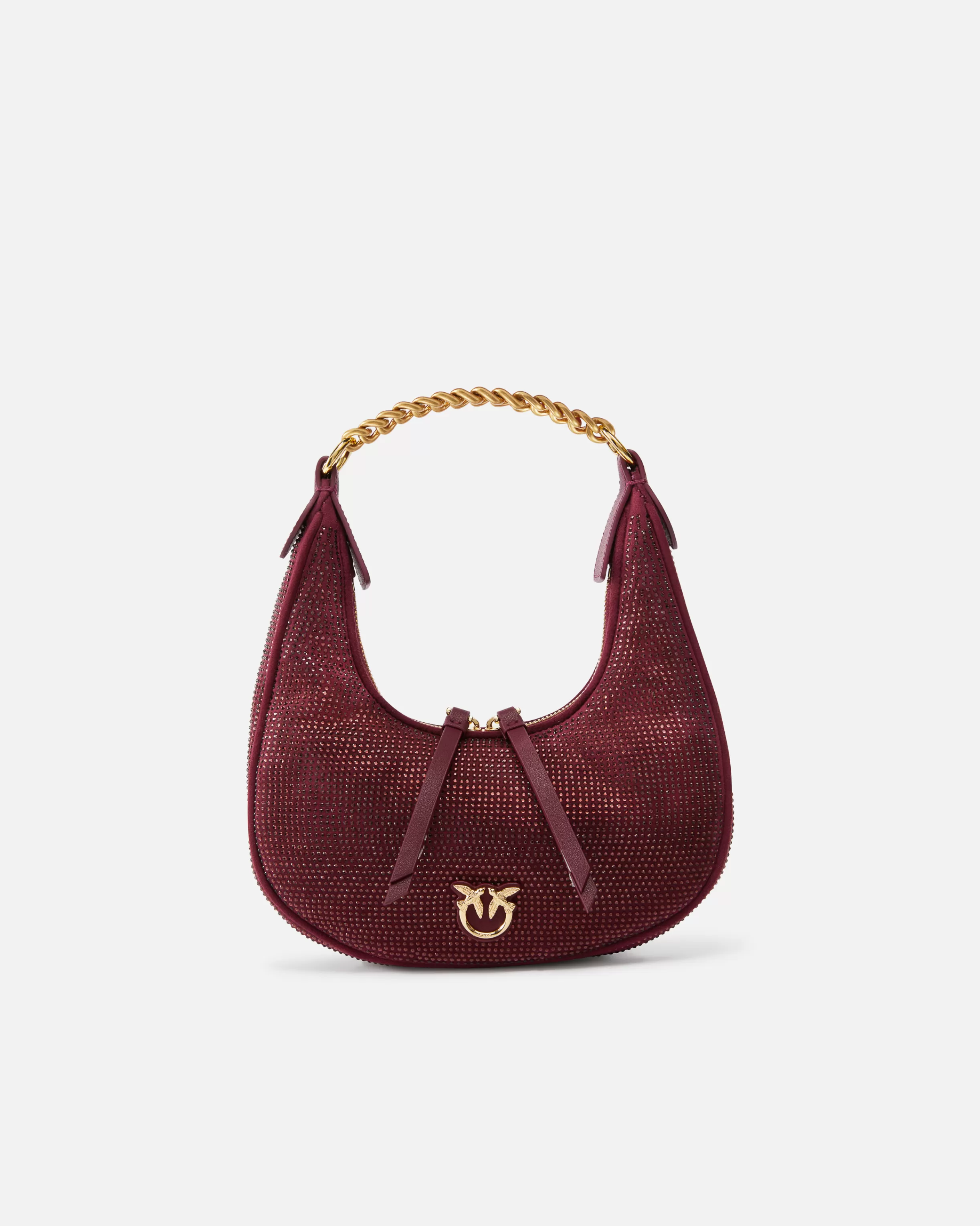 PINKO Fully rhinestoned mini Brioche Bag Hobo