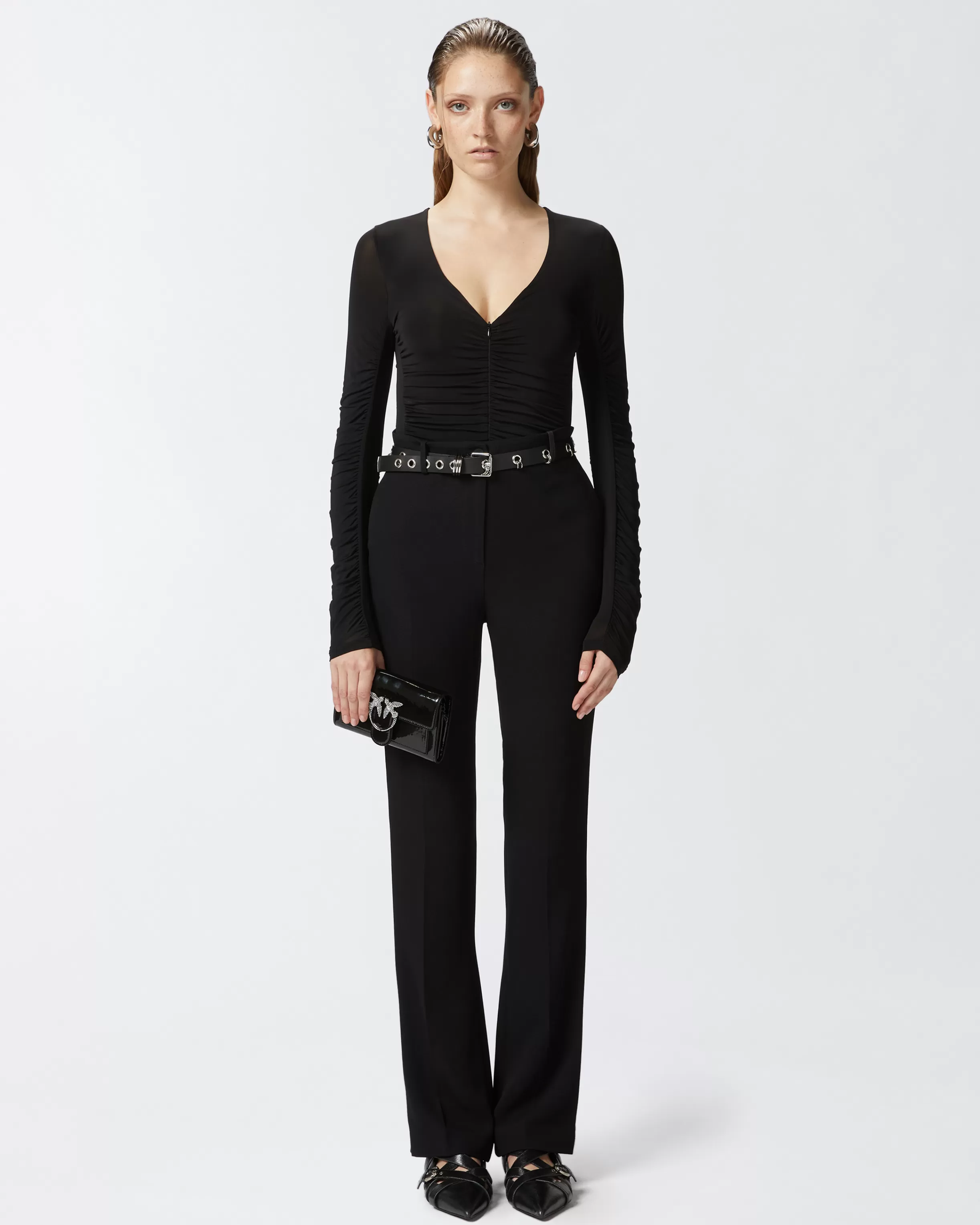 PINKO Gathered bodysuit with long sleeves