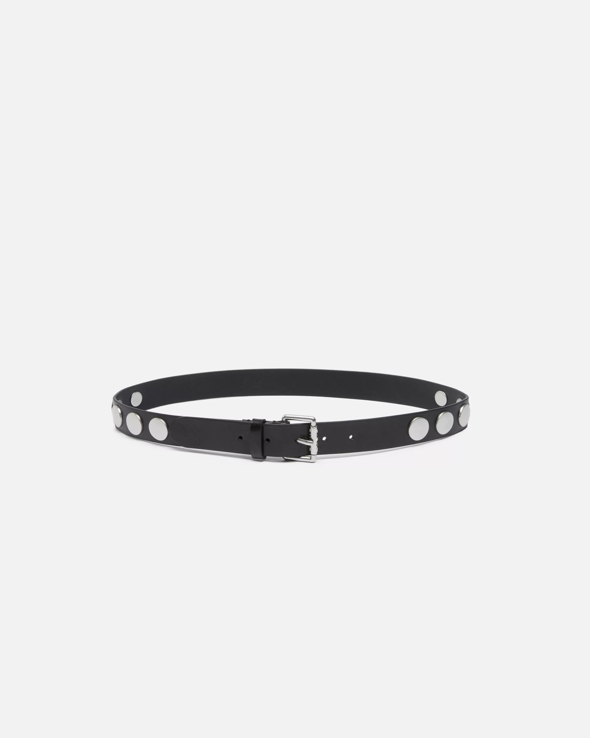 PINKO Glossy leather belt with flat studs, 3 cm