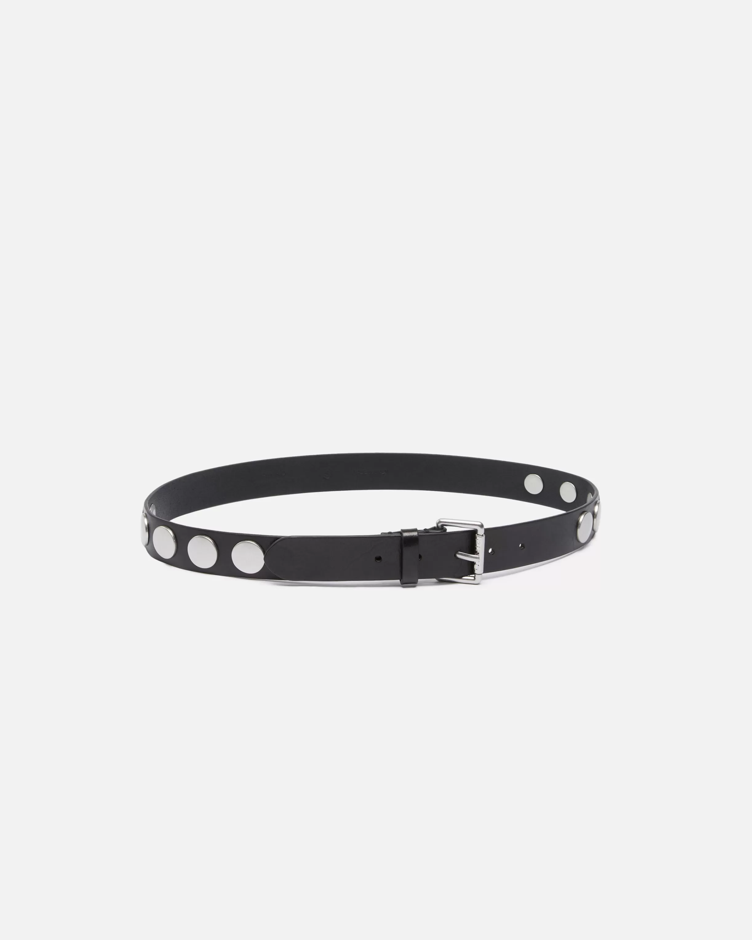 PINKO Glossy leather belt with flat studs, 3 cm