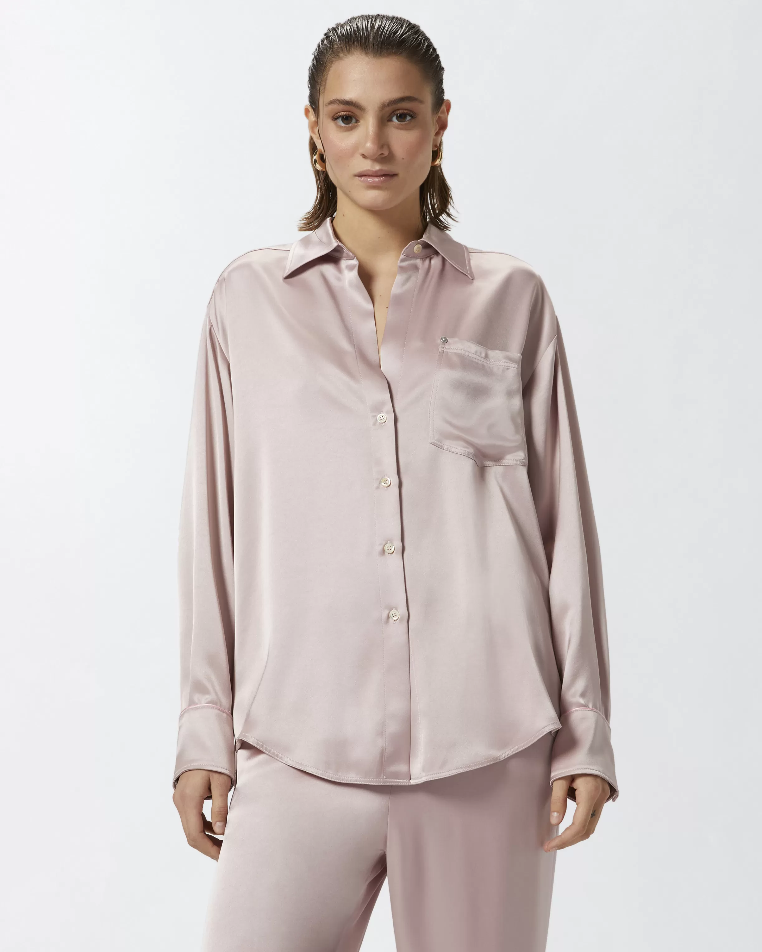 PINKO Glossy shirt with plunging neckline